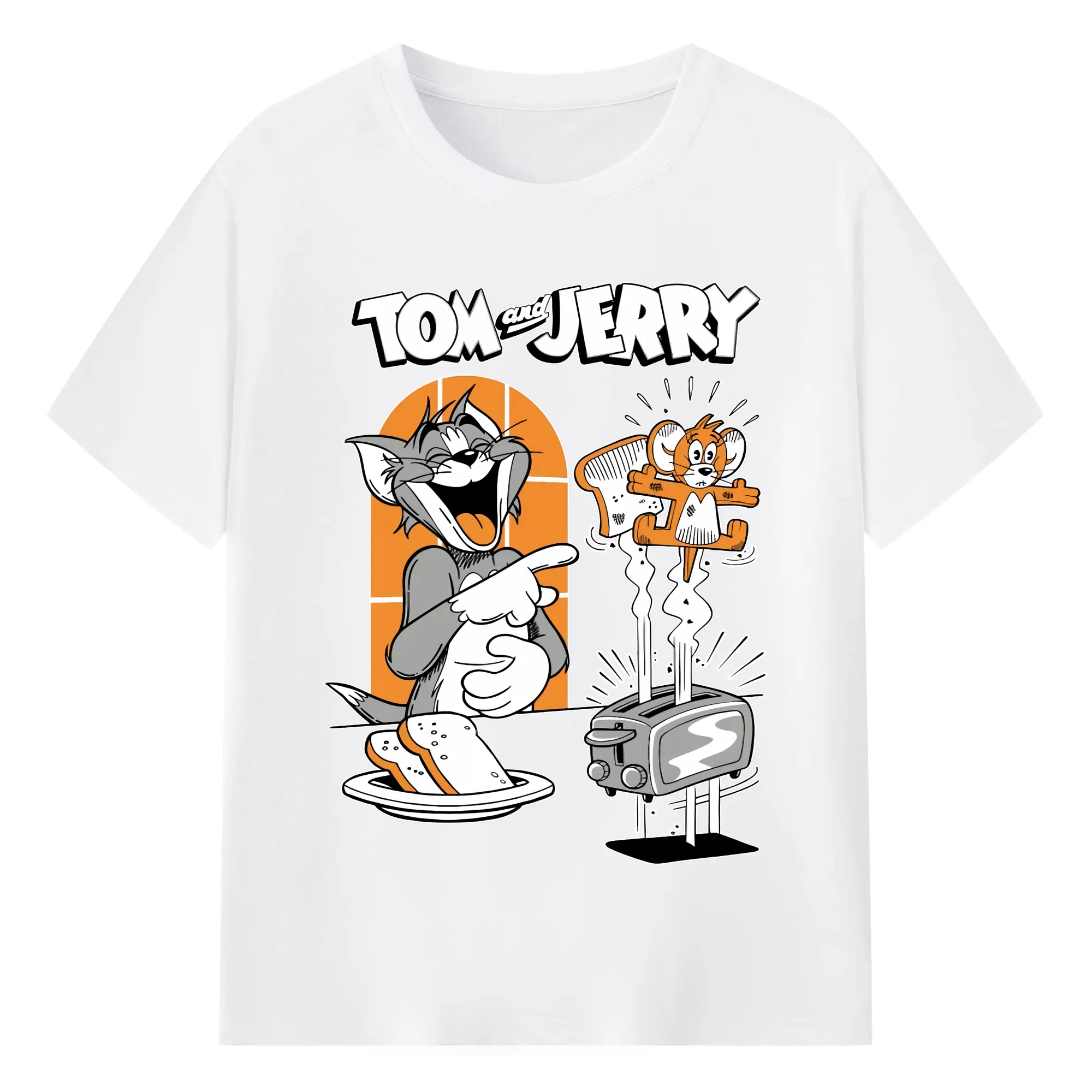 トムとジェリー グッズ トム - 綿100％ 半袖Tシャツ ・ フロントプリント ・ 快適 通気性 ・ 日常使い 散歩 スポーツ用