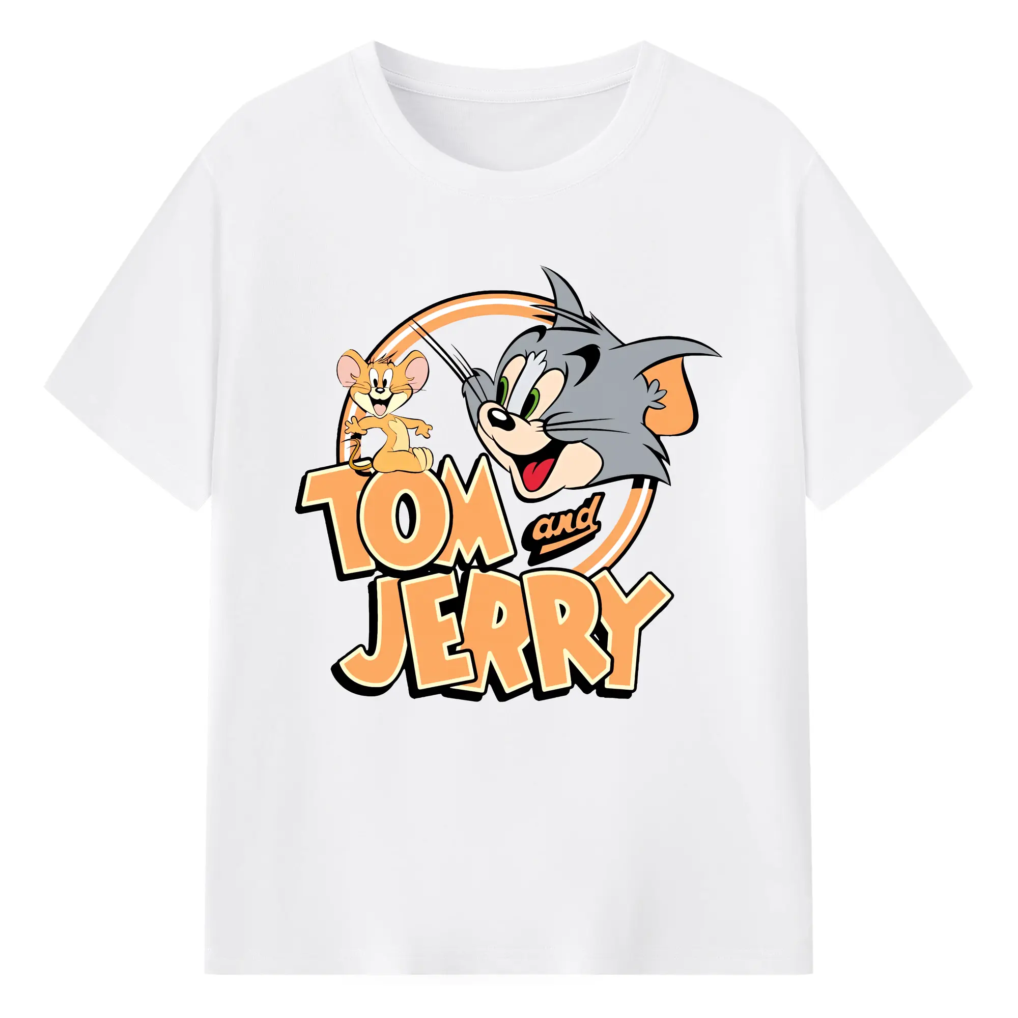 トムとジェリー グッズ トム - 綿100％ 半袖Tシャツ ・ フロントプリント ・ 快適 通気性 ・ 日常使い 散歩 スポーツ用