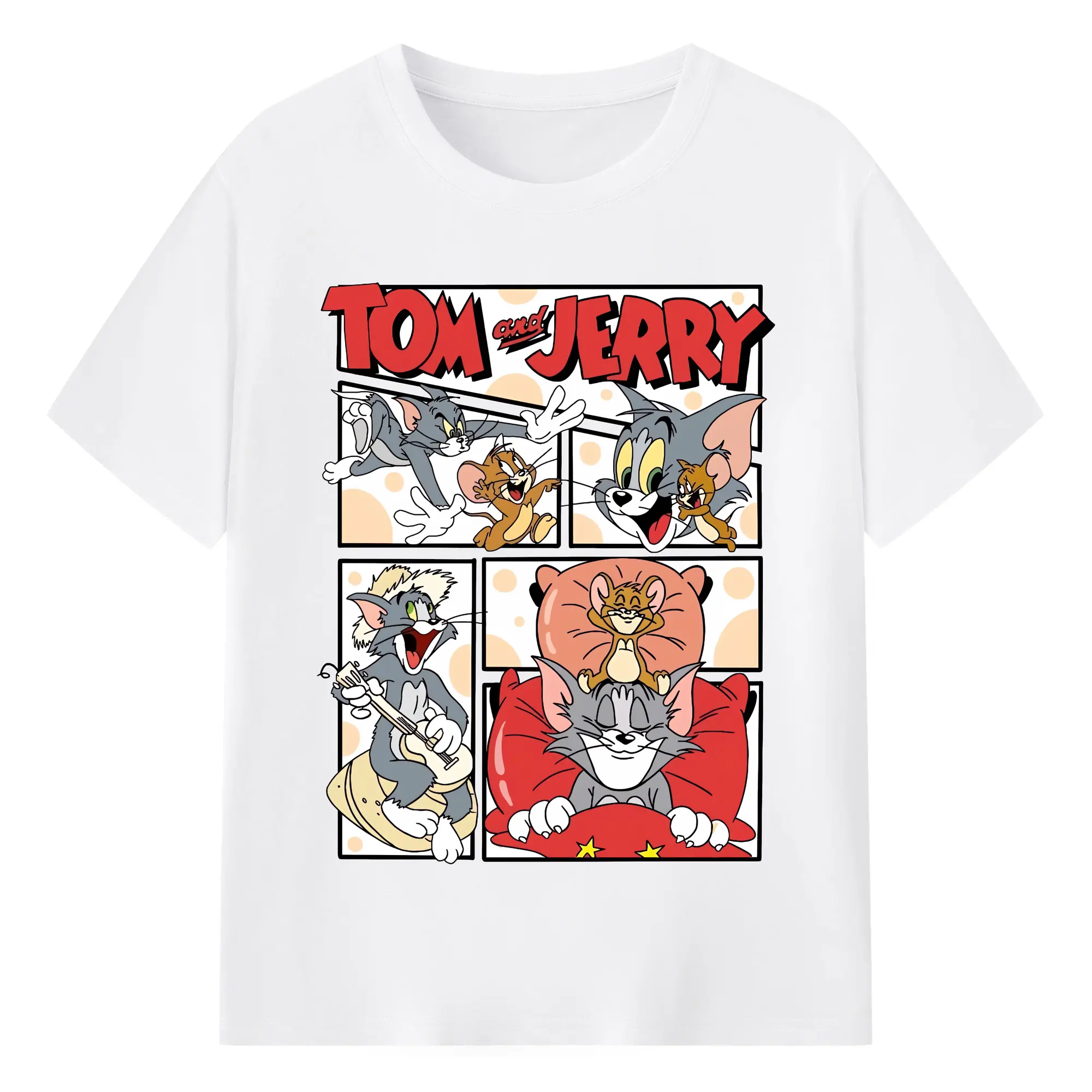 トムとジェリー グッズ トム - 綿100％ 半袖Tシャツ ・ フロントプリント ・ 快適 通気性 ・ 日常使い 散歩 スポーツ用