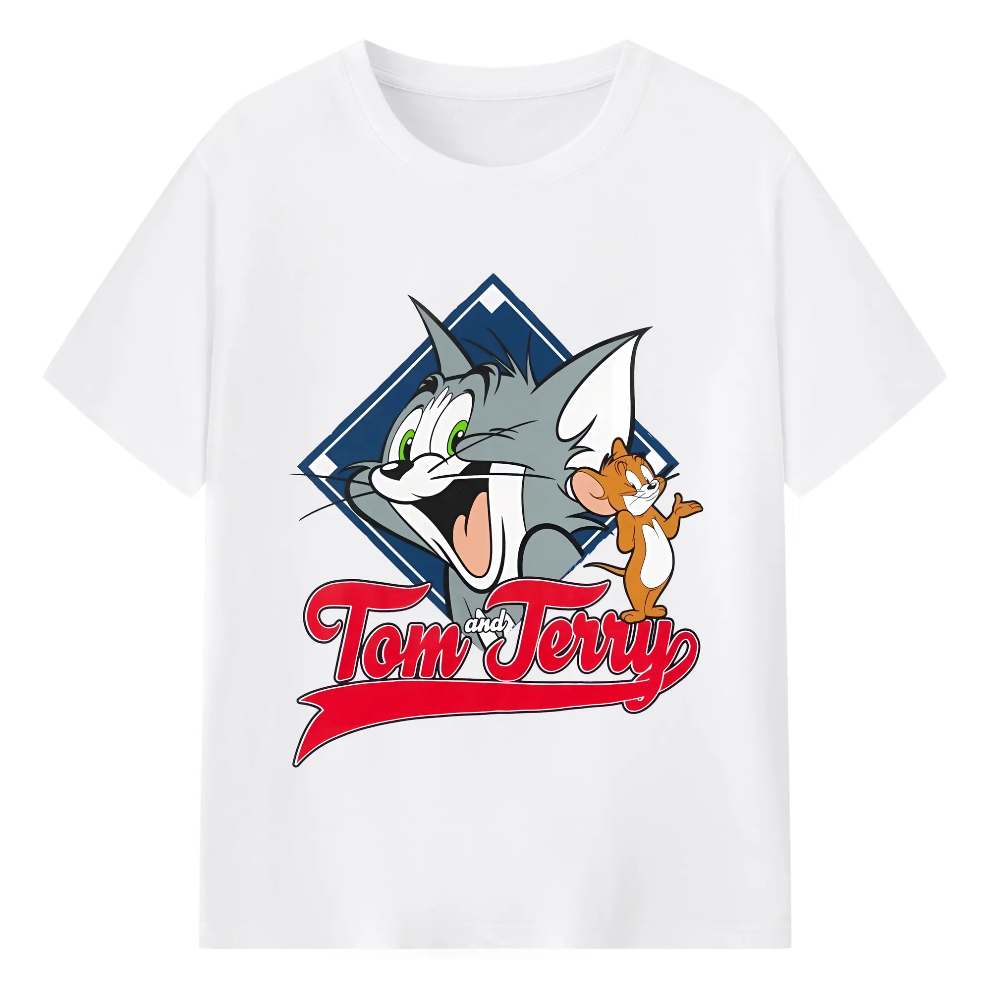 トムとジェリー グッズ トム - 綿100％ 半袖Tシャツ ・ フロントプリント ・ 快適 通気性 ・ 日常使い 散歩 スポーツ用