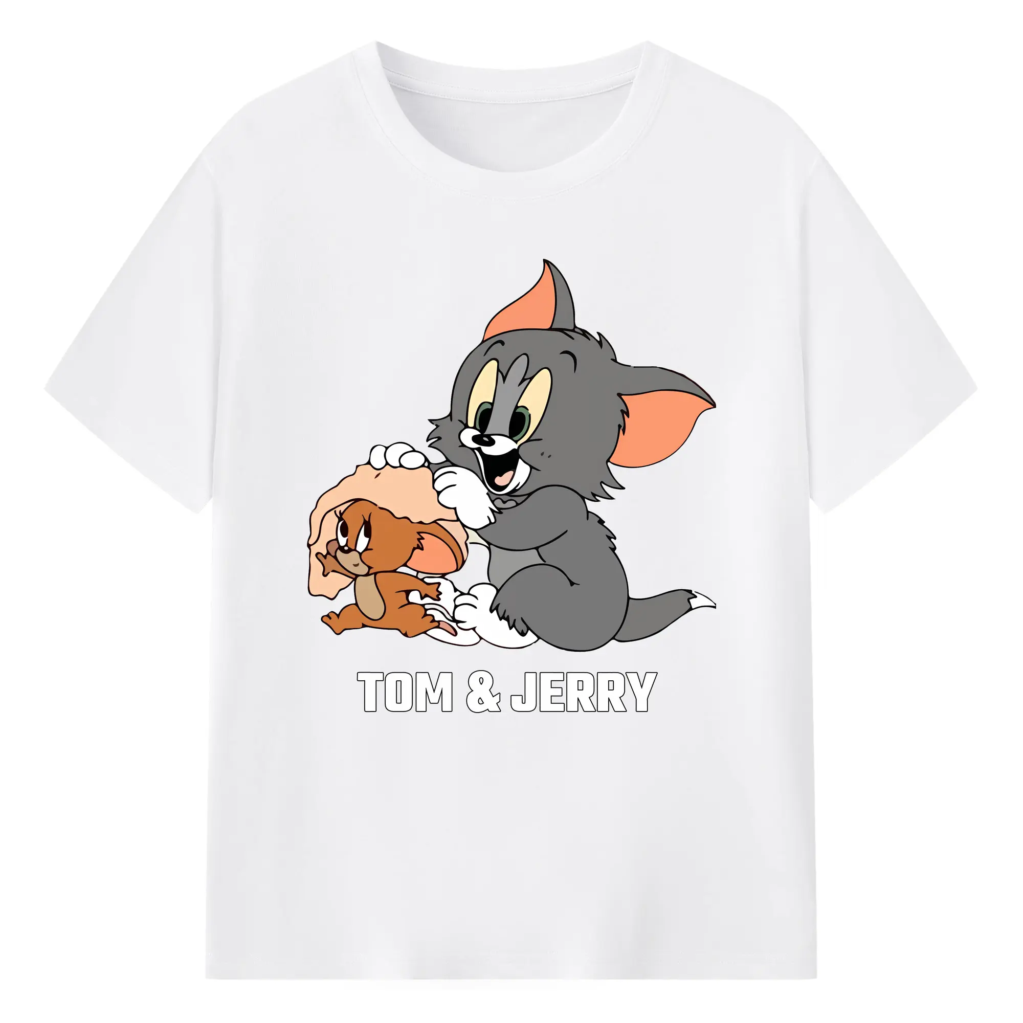 トムとジェリー グッズ トム - 綿100％ 半袖Tシャツ ・ フロントプリント ・ 快適 通気性 ・ 日常使い 散歩 スポーツ用