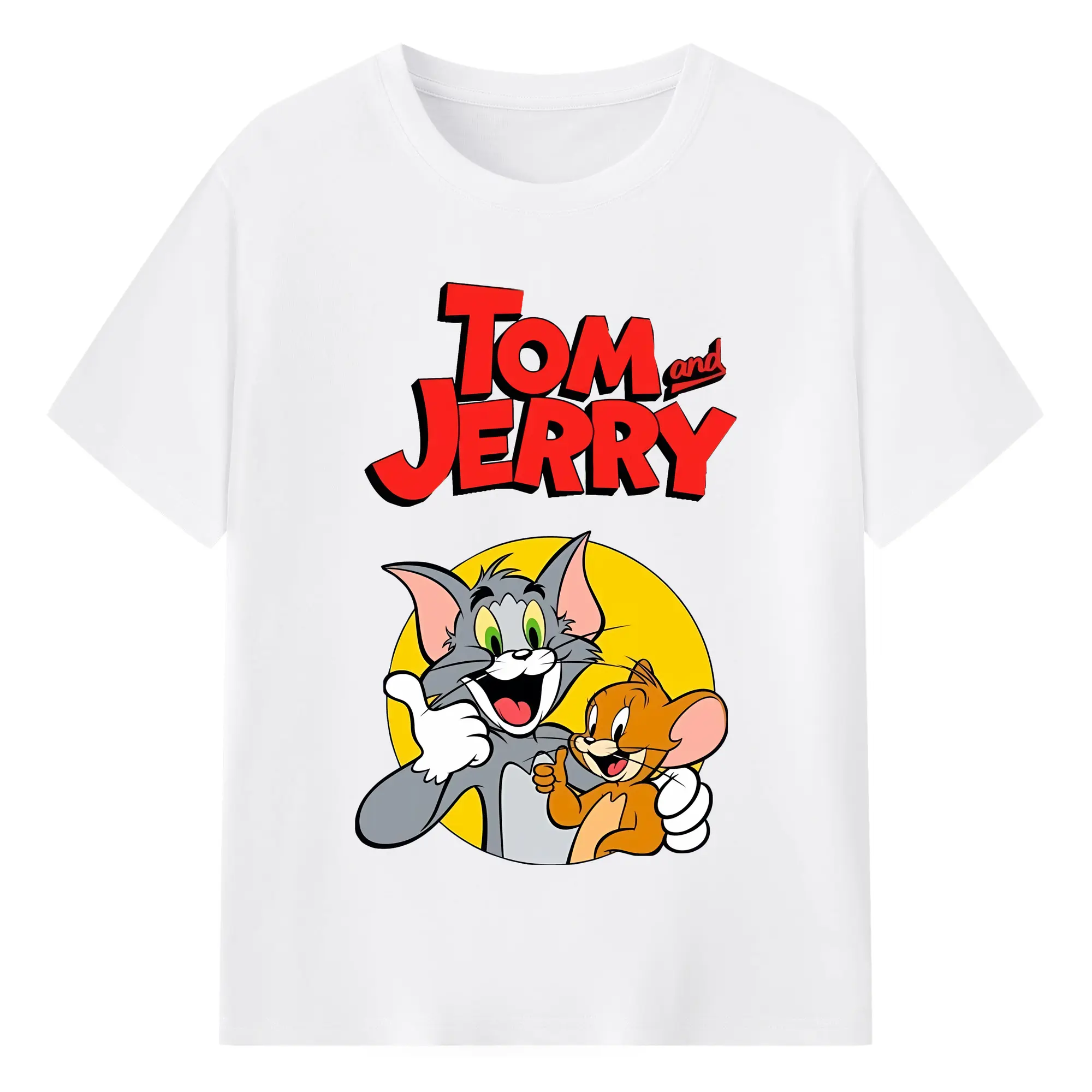 トムとジェリー グッズ トム - 綿100％ 半袖Tシャツ ・ フロントプリント ・ 快適 通気性 ・ 日常使い 散歩 スポーツ用