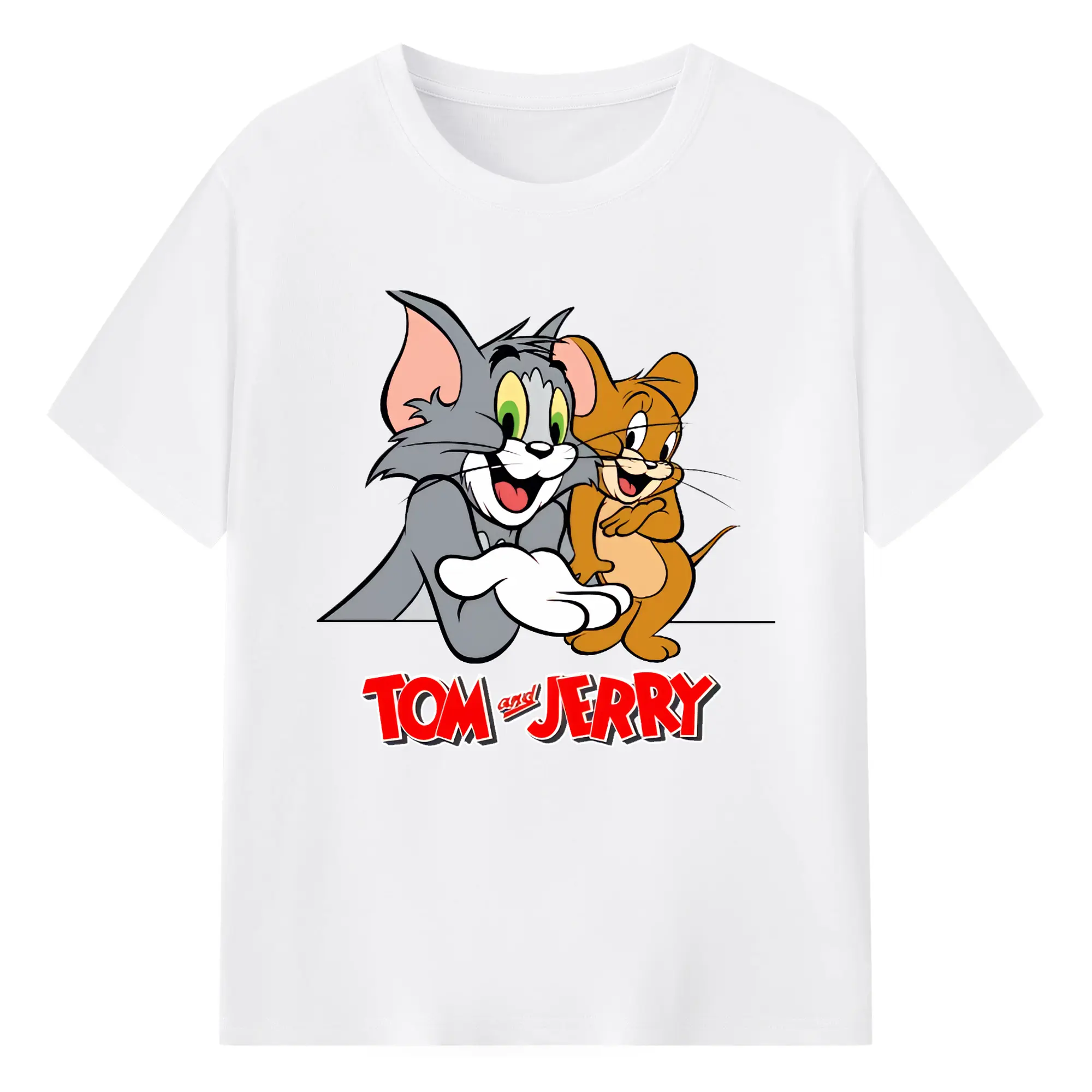 トムとジェリー グッズ トム - 綿100％ 半袖Tシャツ ・ フロントプリント ・ 快適 通気性 ・ 日常使い 散歩 スポーツ用
