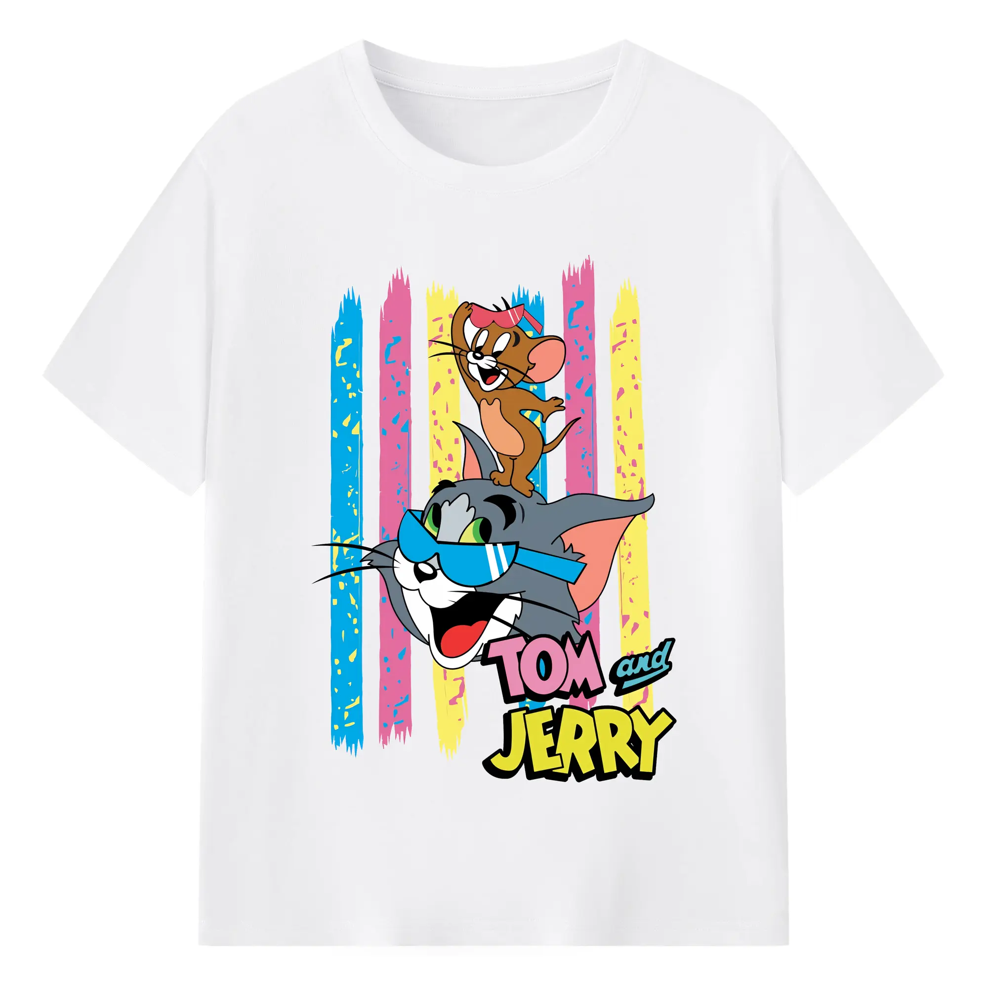 トムとジェリー グッズ トム - 綿100％ 半袖Tシャツ ・ フロントプリント ・ 快適 通気性 ・ 日常使い 散歩 スポーツ用
