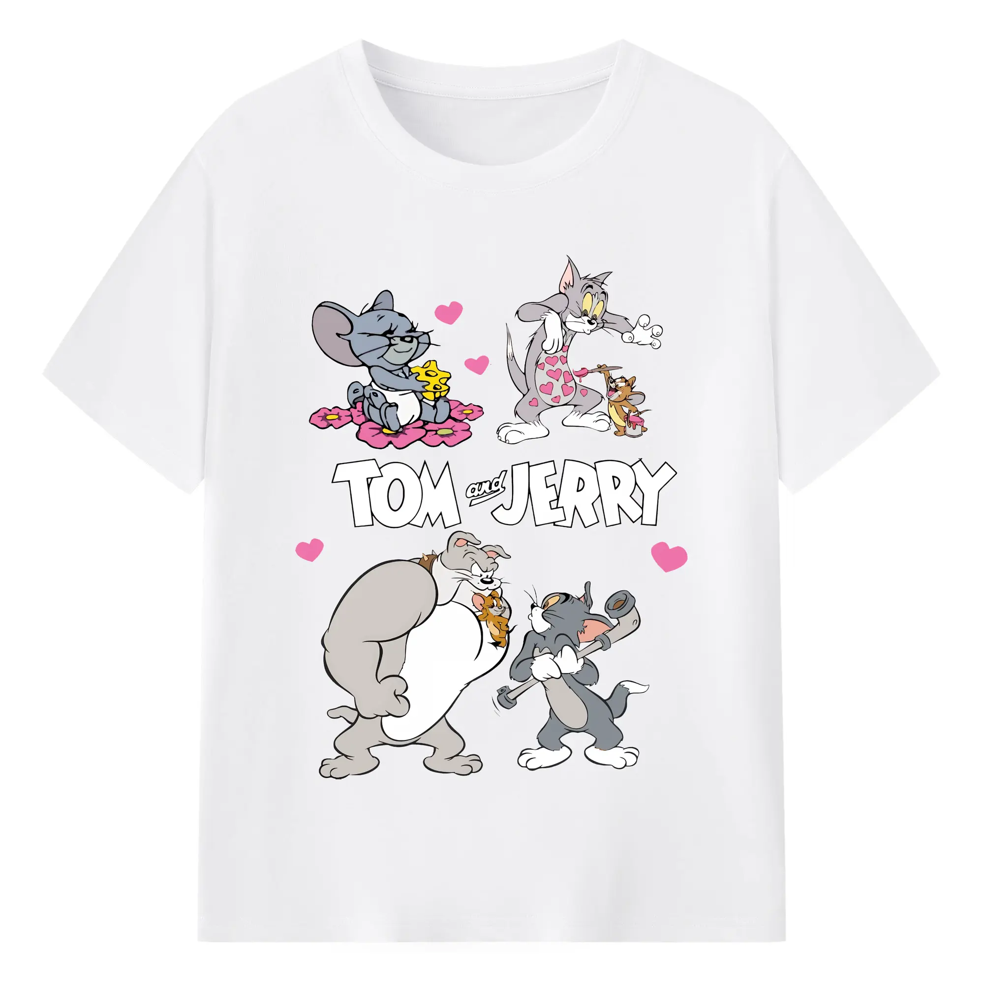 トムとジェリー グッズ トム - 綿100％ 半袖Tシャツ ・ フロントプリント ・ 快適 通気性 ・ 日常使い 散歩 スポーツ用