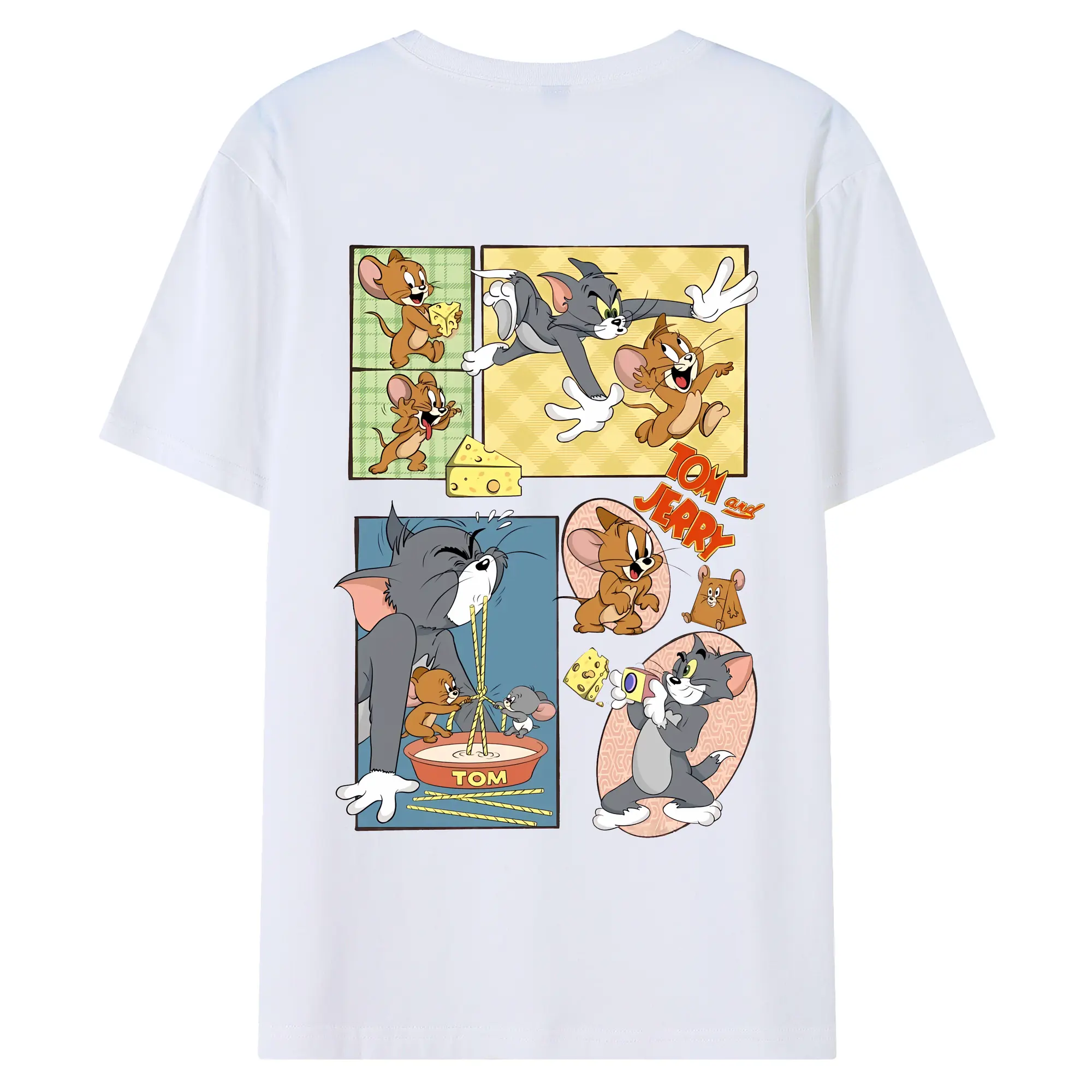 トムとジェリー グッズ トム - 綿100％ 半袖Tシャツ ・ バックプリント ・ 快適 通気性 ・ 日常使い 散歩 スポーツ用