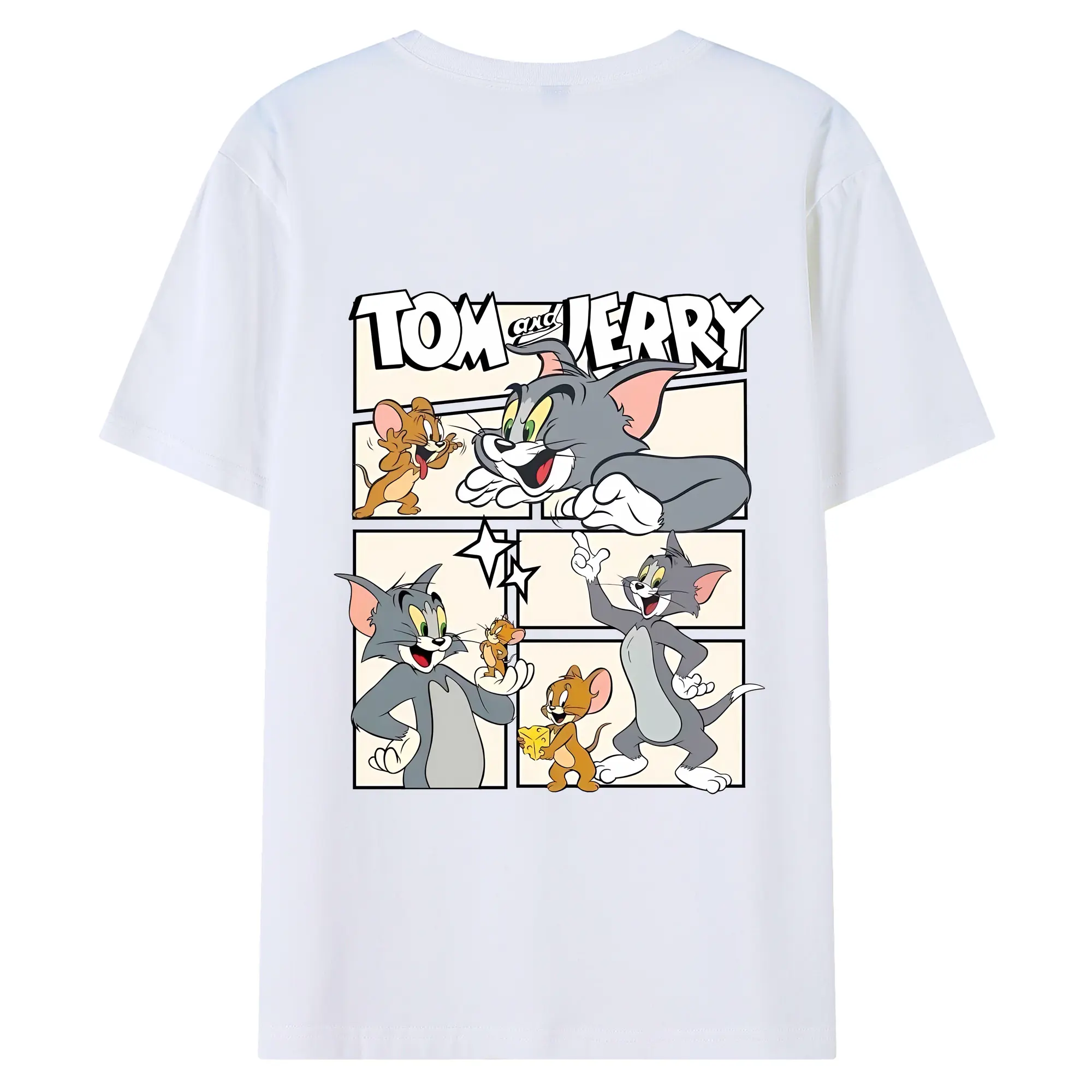 トムとジェリー グッズ トム - 綿100％ 半袖Tシャツ ・ バックプリント ・ 快適 通気性 ・ 日常使い 散歩 スポーツ用