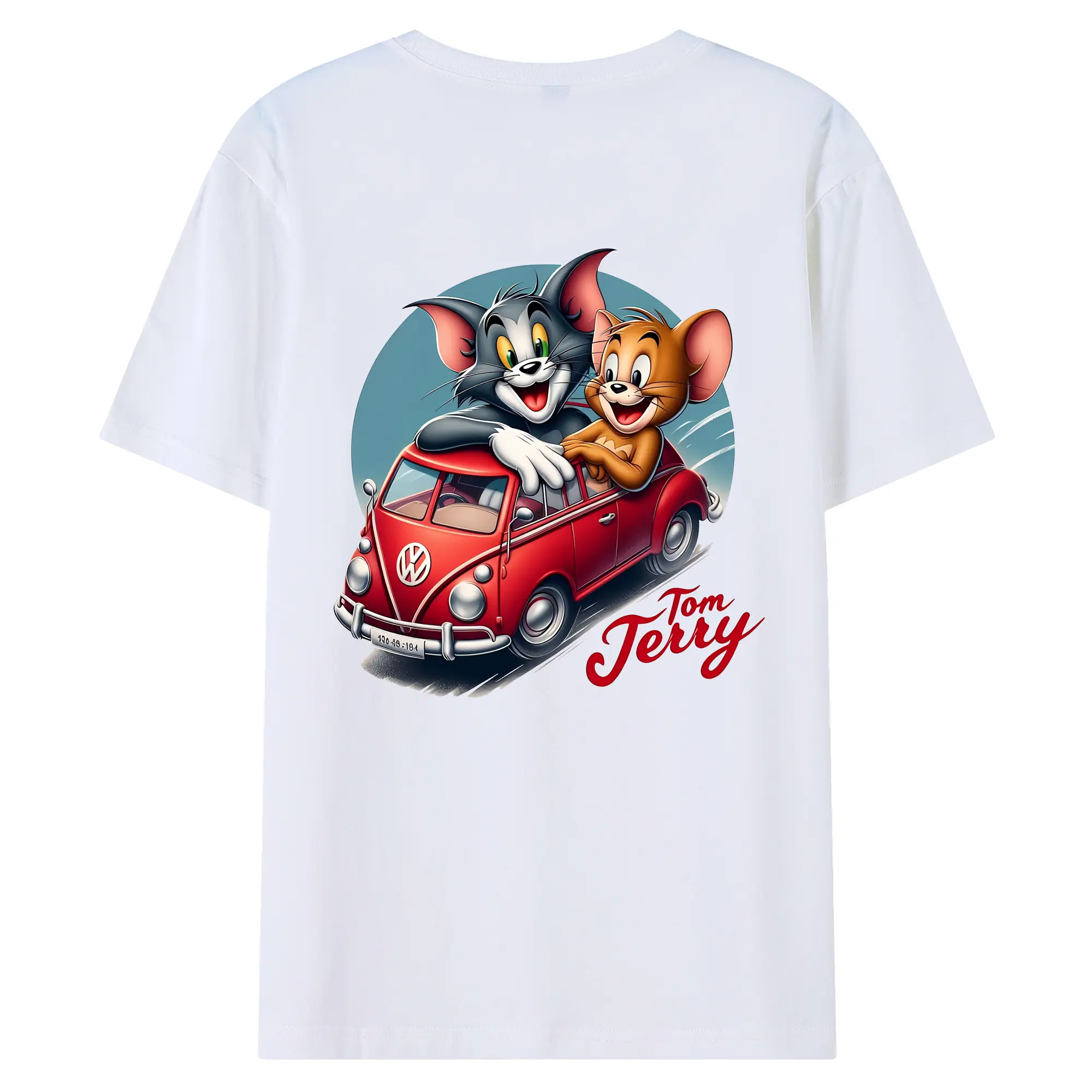 トムとジェリー グッズ トム - 綿100％ 半袖Tシャツ ・ バックプリント ・ 快適 通気性 ・ 日常使い 散歩 スポーツ用
