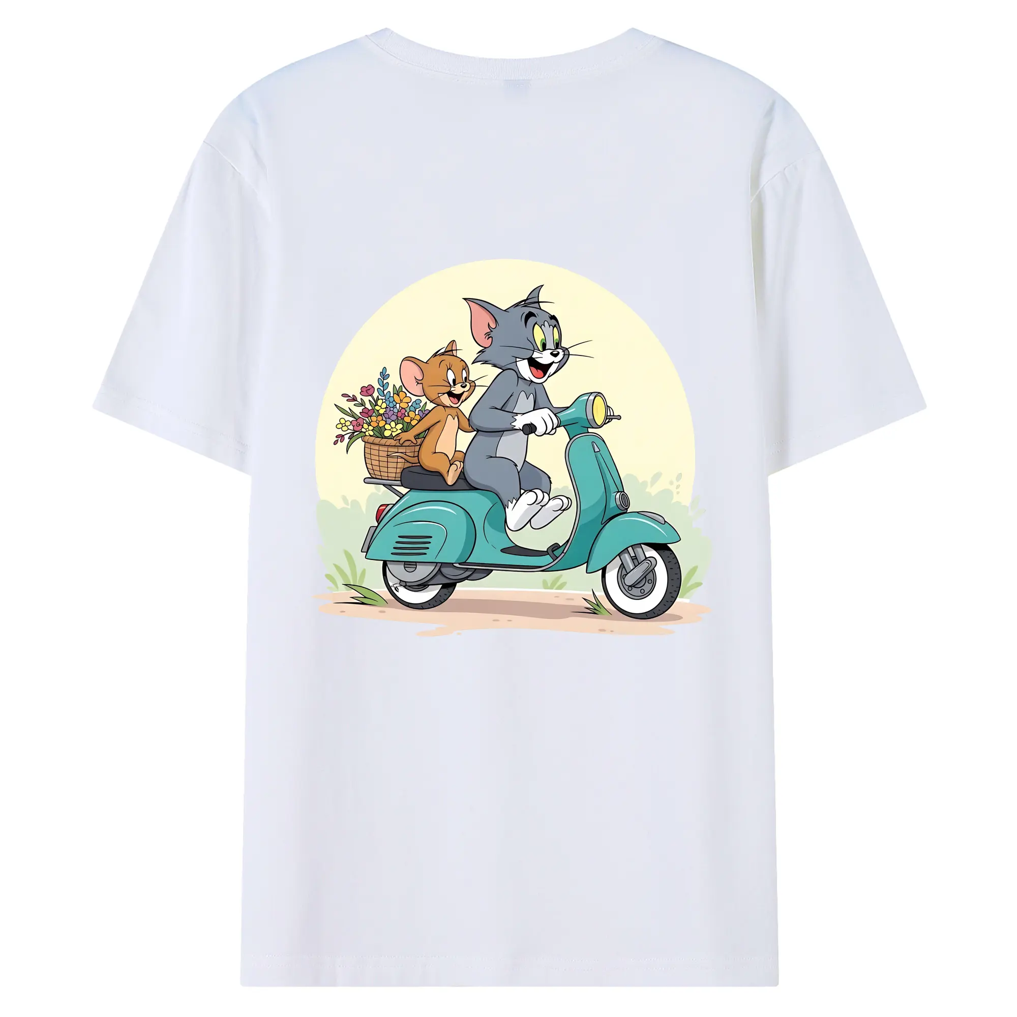 トムとジェリー グッズ トム - 綿100％ 半袖Tシャツ ・ バックプリント ・ 快適 通気性 ・ 日常使い 散歩 スポーツ用
