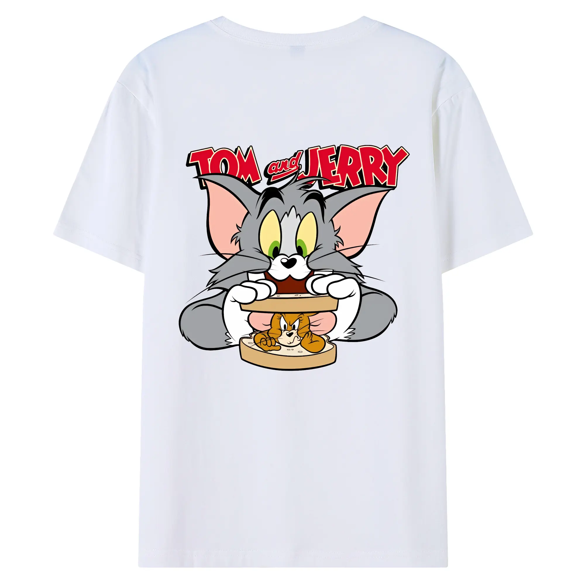 トムとジェリー グッズ トム - 綿100％ 半袖Tシャツ ・ バックプリント ・ 快適 通気性 ・ 日常使い 散歩 スポーツ用