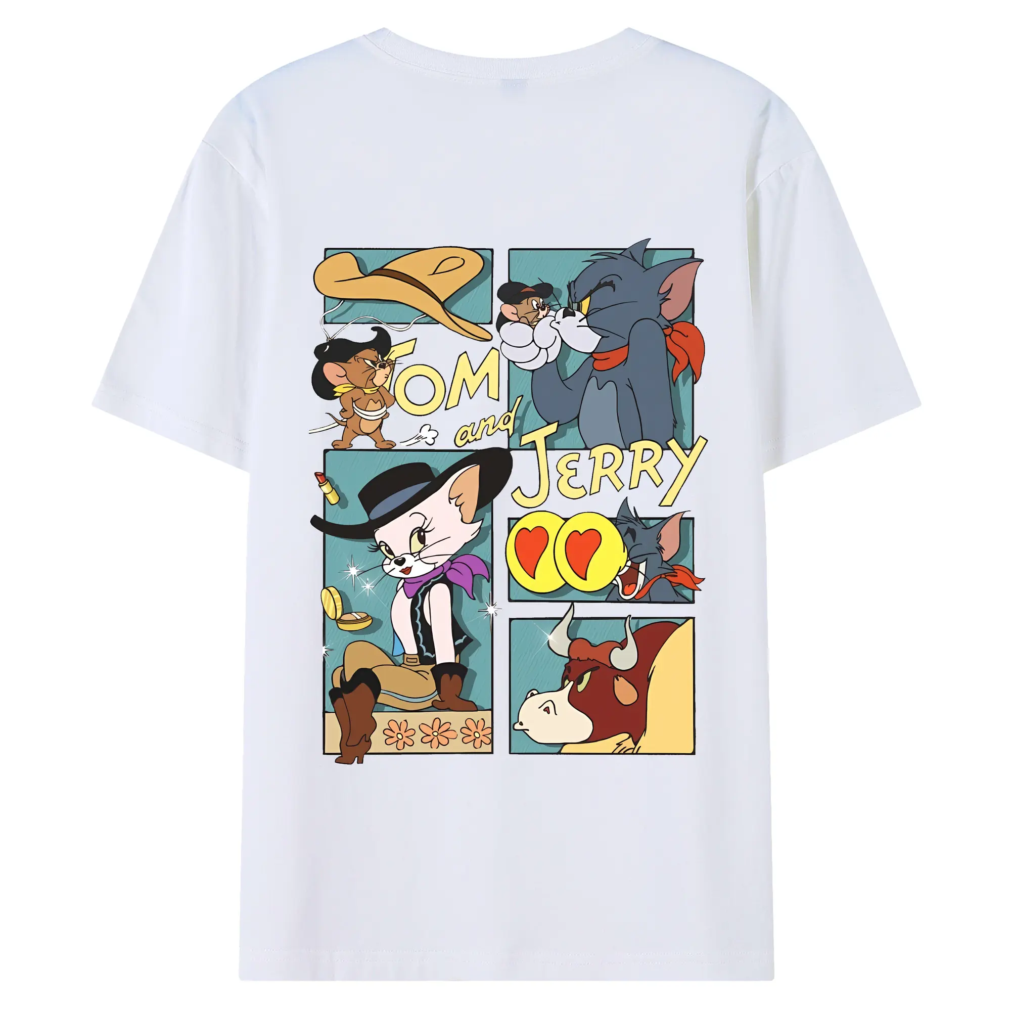 トムとジェリー グッズ トム - 綿100％ 半袖Tシャツ ・ バックプリント ・ 快適 通気性 ・ 日常使い 散歩 スポーツ用