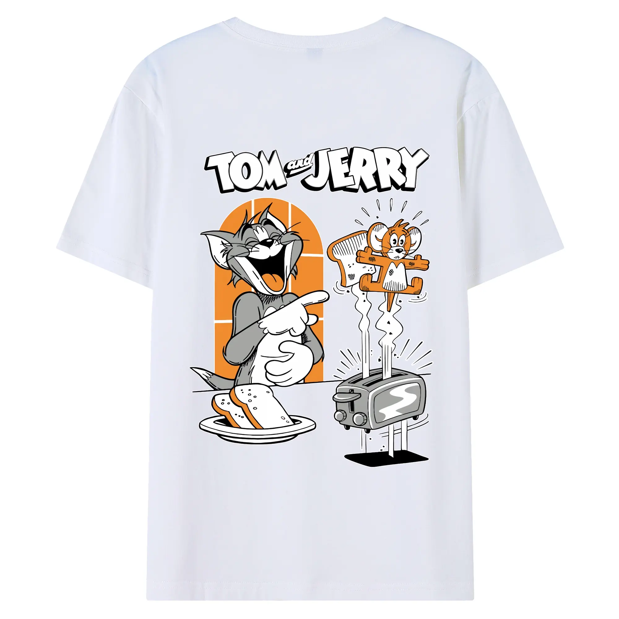 トムとジェリー グッズ トム - 綿100％ 半袖Tシャツ ・ バックプリント ・ 快適 通気性 ・ 日常使い 散歩 スポーツ用