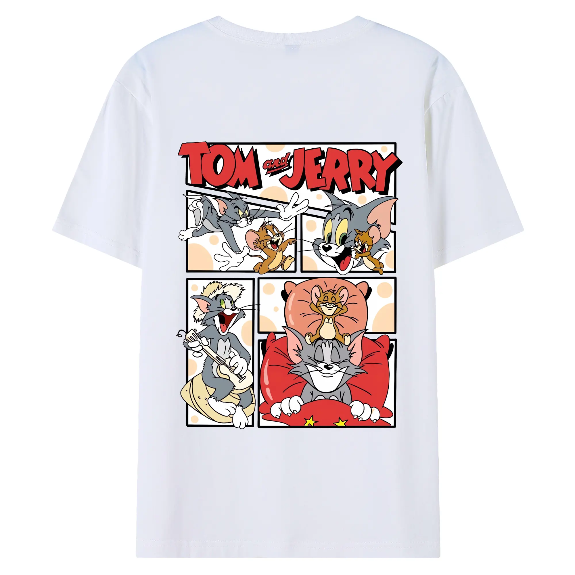 トムとジェリー グッズ トム - 綿100％ 半袖Tシャツ ・ バックプリント ・ 快適 通気性 ・ 日常使い 散歩 スポーツ用