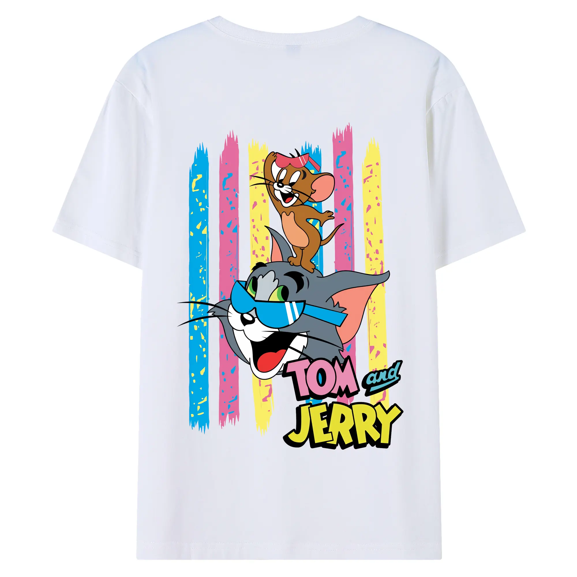 トムとジェリー グッズ トム - 綿100％ 半袖Tシャツ ・ バックプリント ・ 快適 通気性 ・ 日常使い 散歩 スポーツ用