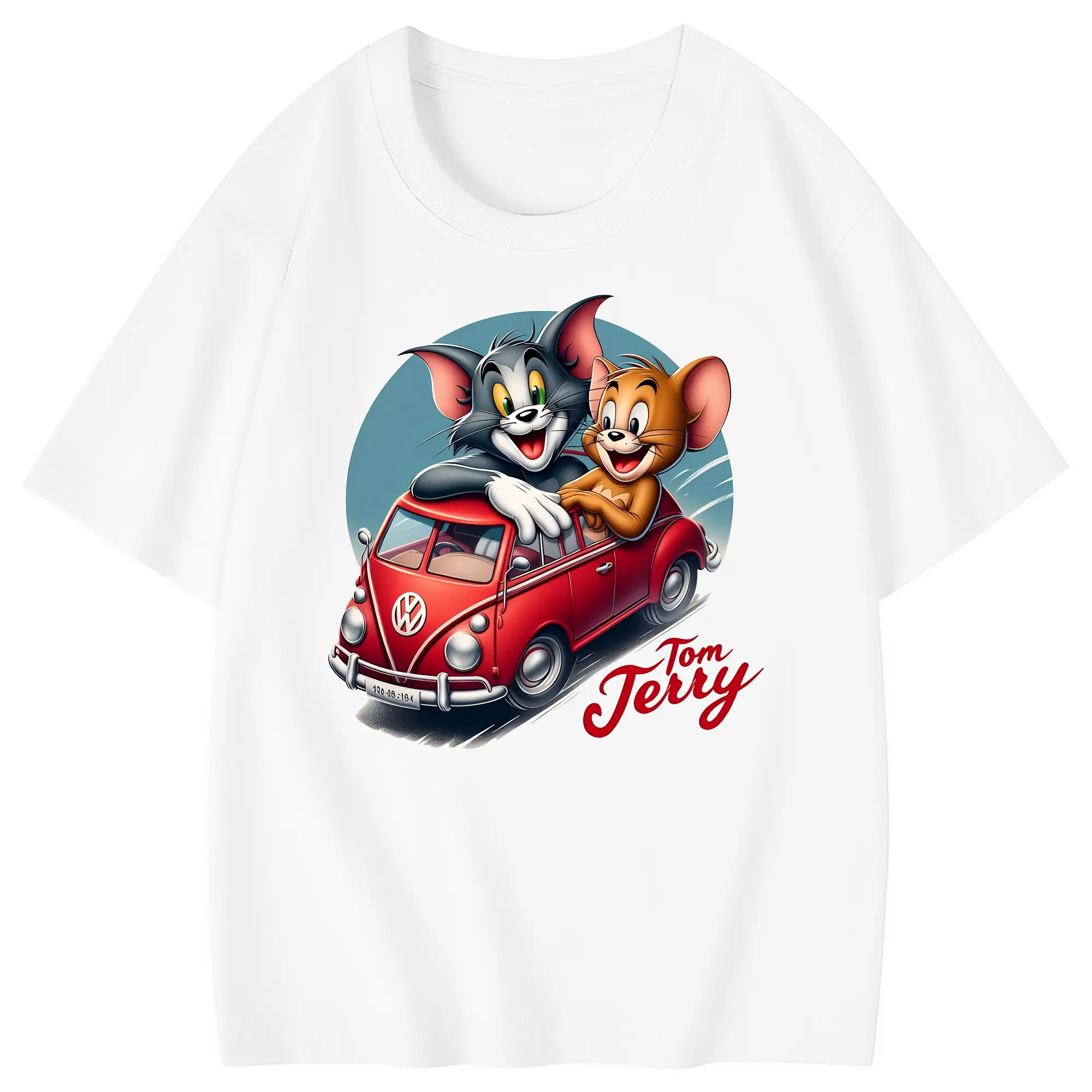 トムとジェリー グッズ トム - 綿100％ キッズTシャツ ・ フロントプリント ・ 快適 通気性 ・ スポーツ カジュアル 散歩用