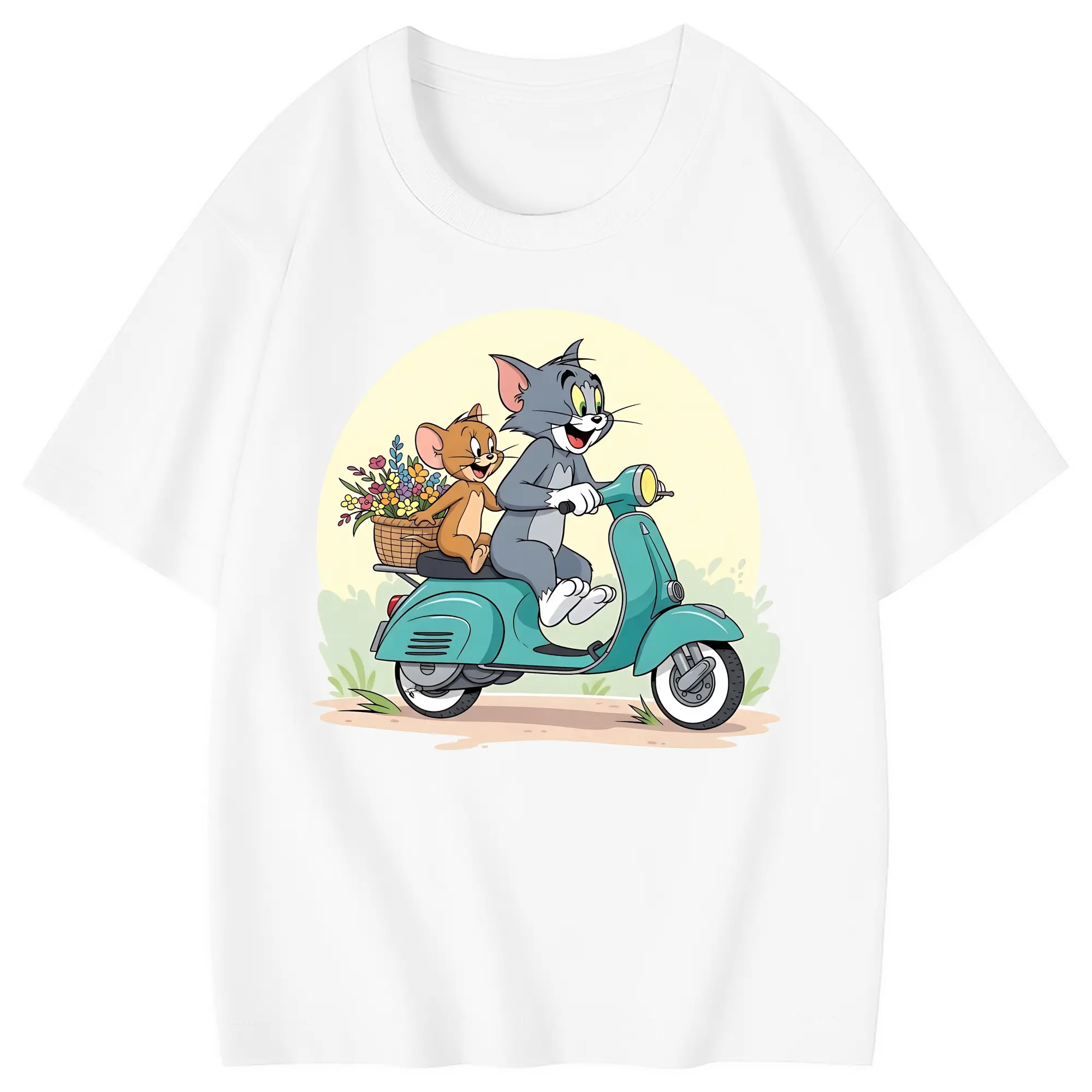 トムとジェリー グッズ トム - 綿100％ キッズTシャツ ・ フロントプリント ・ 快適 通気性 ・ スポーツ カジュアル 散歩用