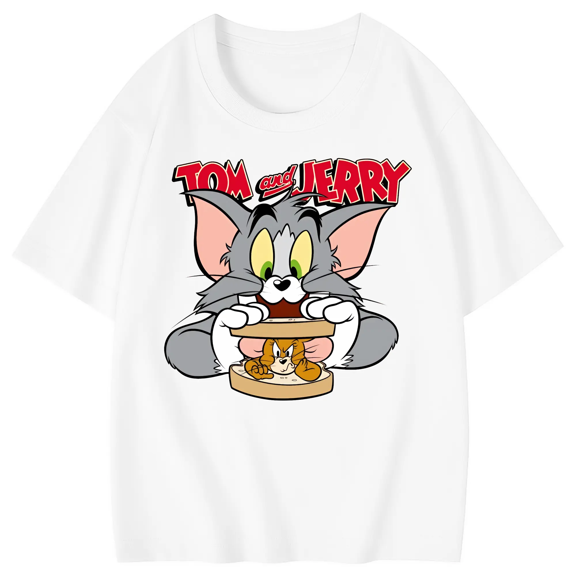 トムとジェリー グッズ トム - 綿100％ キッズTシャツ ・ フロントプリント ・ 快適 通気性 ・ スポーツ カジュアル 散歩用