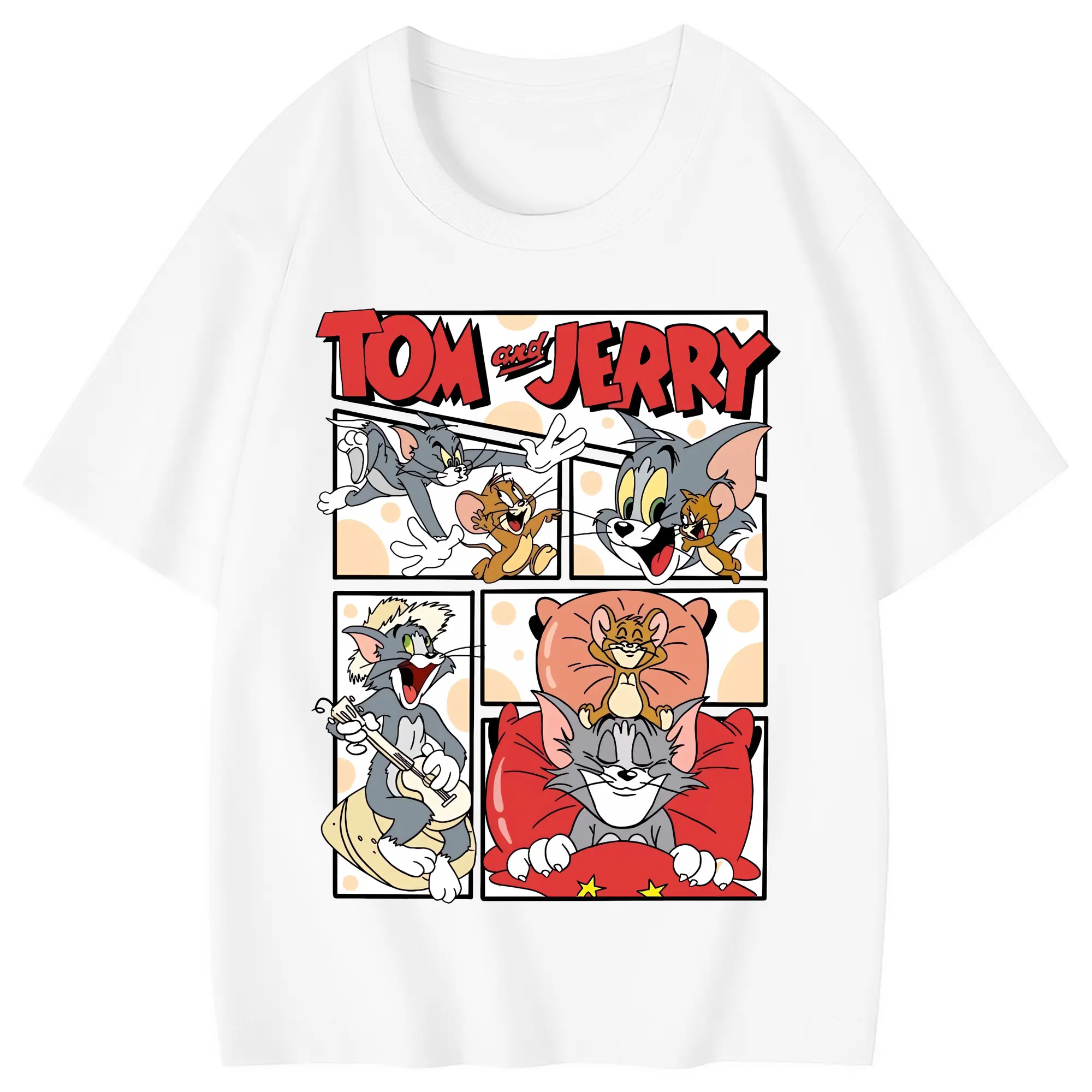 トムとジェリー グッズ トム - 綿100％ キッズTシャツ ・ フロントプリント ・ 快適 通気性 ・ スポーツ カジュアル 散歩用