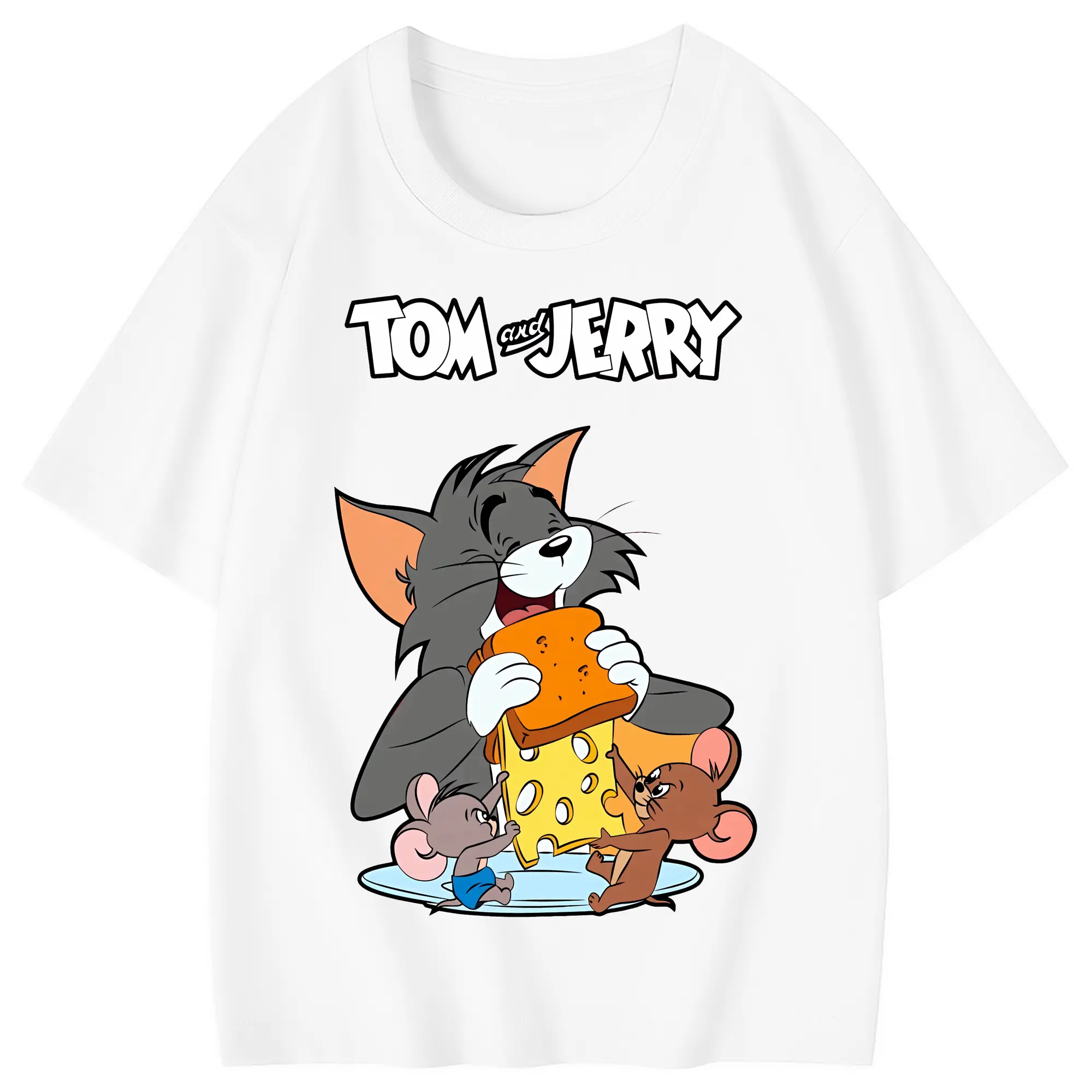 トムとジェリー グッズ トム - 綿100％ キッズTシャツ ・ フロントプリント ・ 快適 通気性 ・ スポーツ カジュアル 散歩用