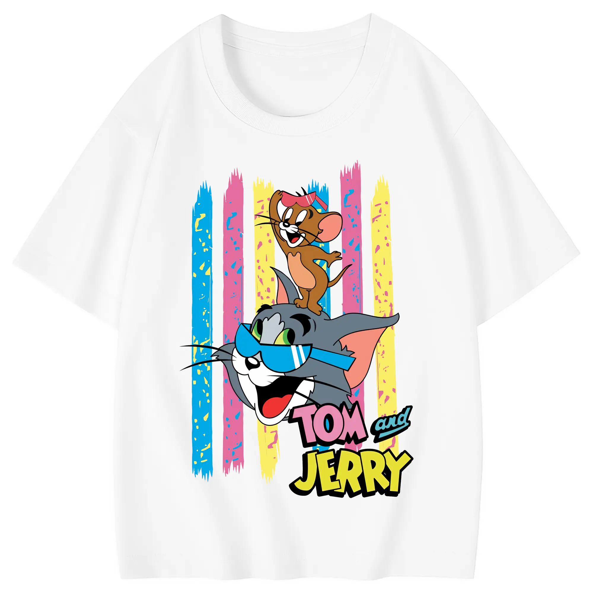 トムとジェリー グッズ トム - 綿100％ キッズTシャツ ・ フロントプリント ・ 快適 通気性 ・ スポーツ カジュアル 散歩用