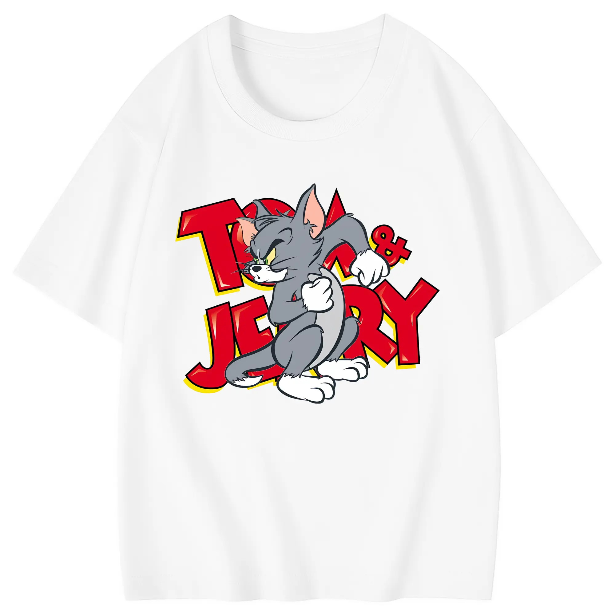 トムとジェリー グッズ トム - 綿100％ キッズTシャツ ・ フロントプリント ・ 快適 通気性 ・ スポーツ カジュアル 散歩用
