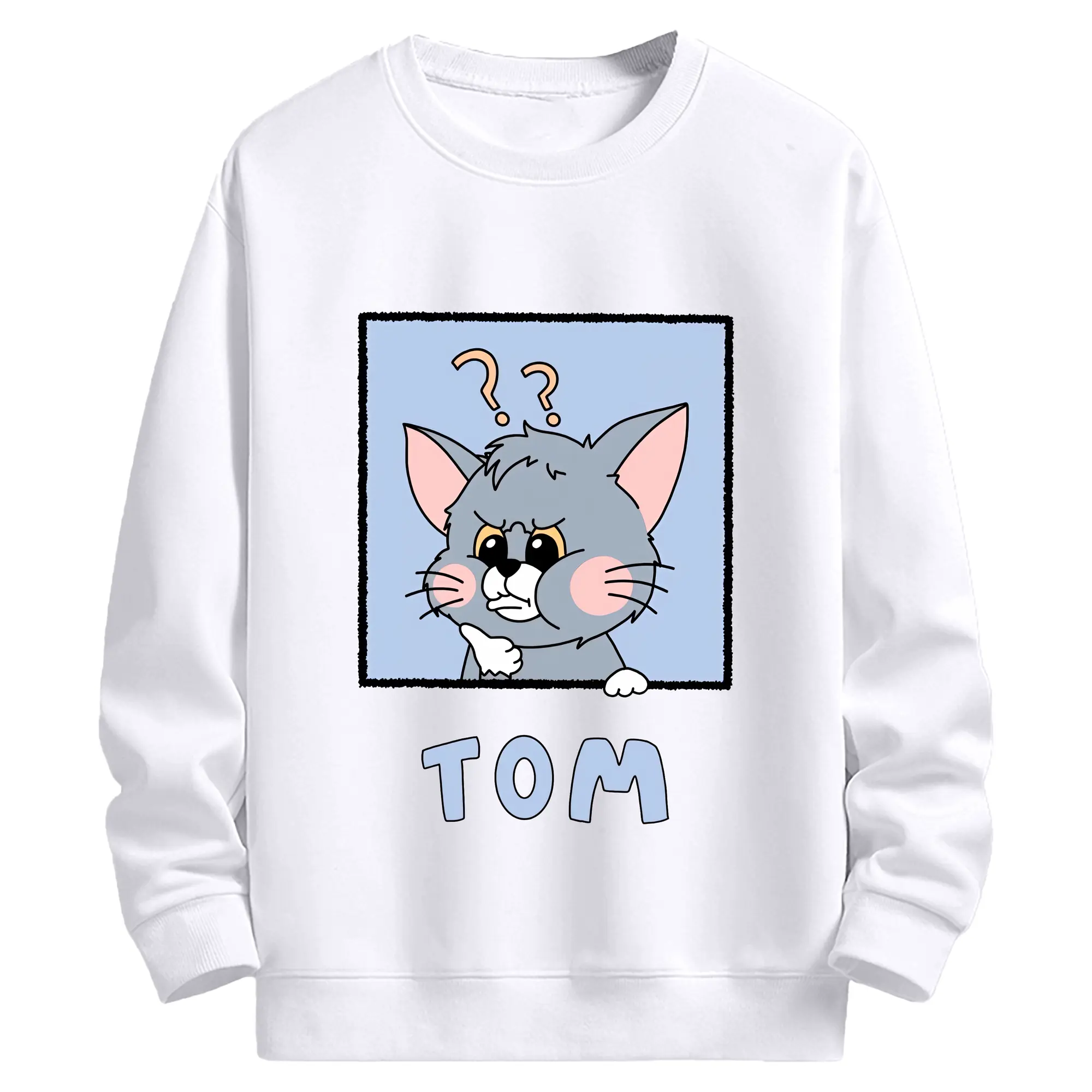 トムとジェリー グッズ トム - 高品質 クルーネック スウェット ・ コットン59％ ポリエステル41％ ・ ユニセックス 長袖 トレーナー ・ カジュアル デイリー スポーツ 散歩用