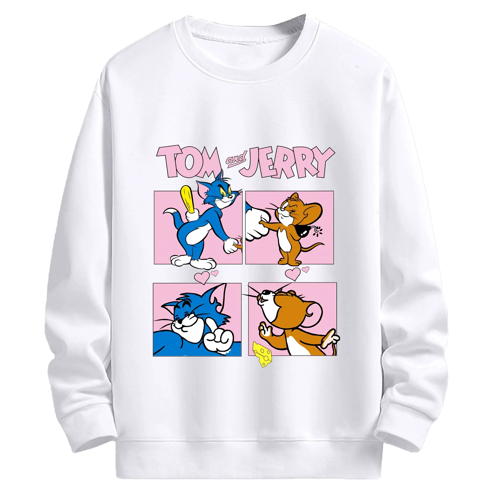 トムとジェリー グッズ トム - 高品質 クルーネック スウェット ・ コットン59％ ポリエステル41％ ・ ユニセックス 長袖 トレーナー ・ カジュアル デイリー スポーツ 散歩用