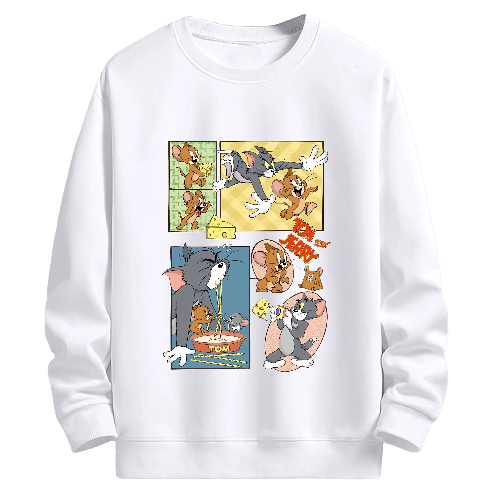 トムとジェリー グッズ トム - 高品質 クルーネック スウェット ・ コットン59％ ポリエステル41％ ・ ユニセックス 長袖 トレーナー ・ カジュアル デイリー スポーツ 散歩用