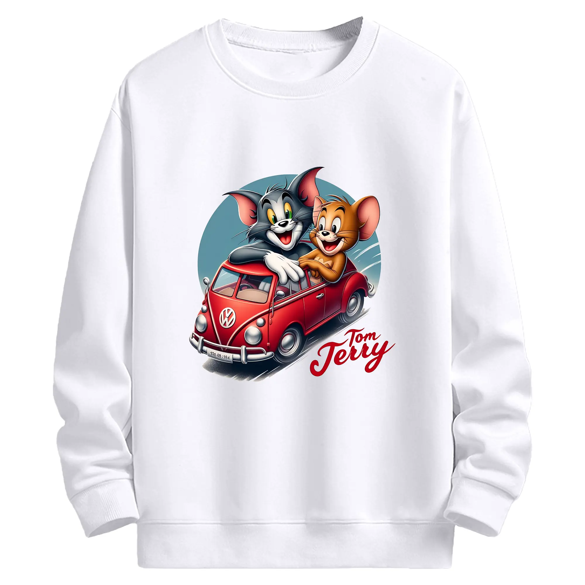 トムとジェリー グッズ トム - 高品質 クルーネック スウェット ・ コットン59％ ポリエステル41％ ・ ユニセックス 長袖 トレーナー ・ カジュアル デイリー スポーツ 散歩用