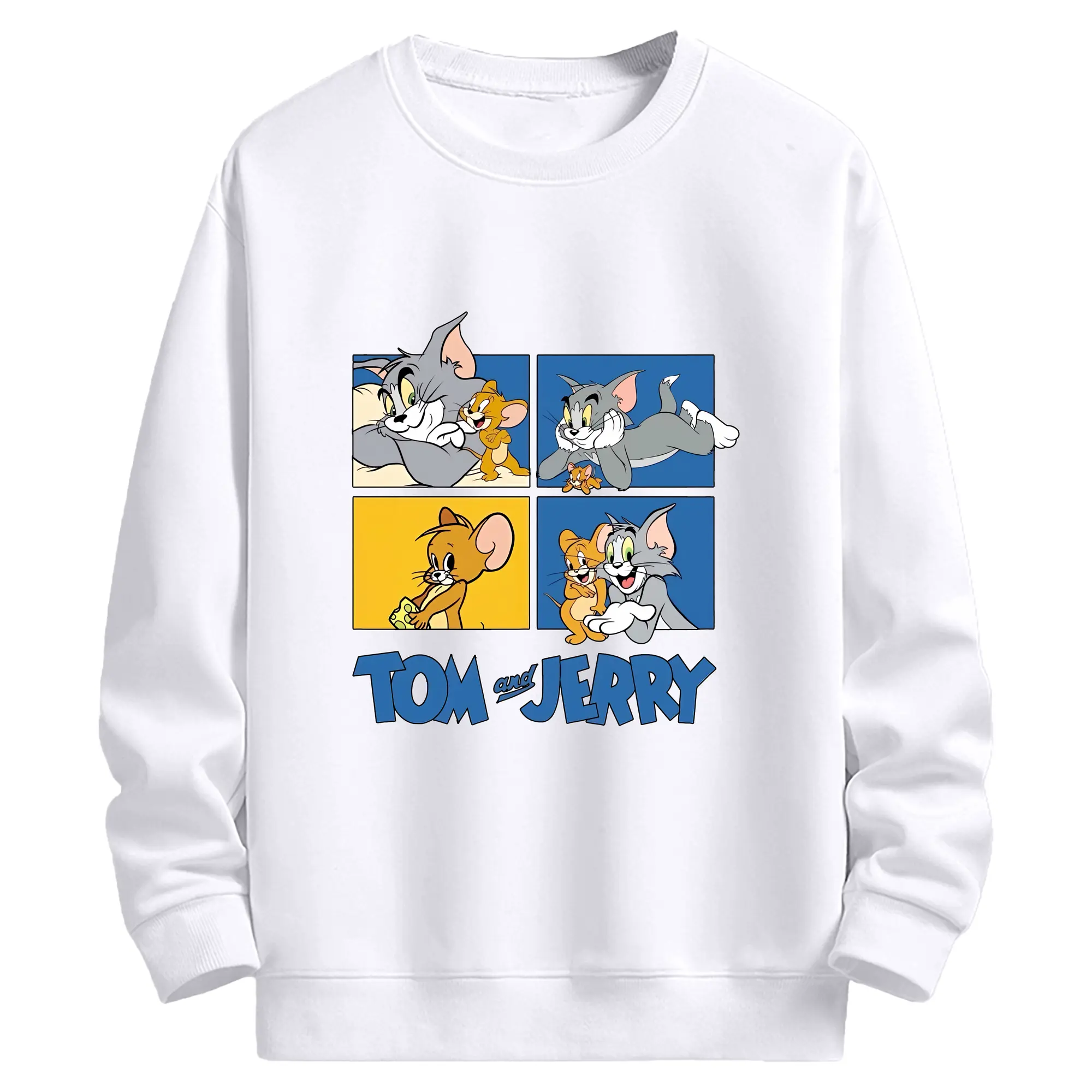 トムとジェリー グッズ トム - 高品質 クルーネック スウェット ・ コットン59％ ポリエステル41％ ・ ユニセックス 長袖 トレーナー ・ カジュアル デイリー スポーツ 散歩用