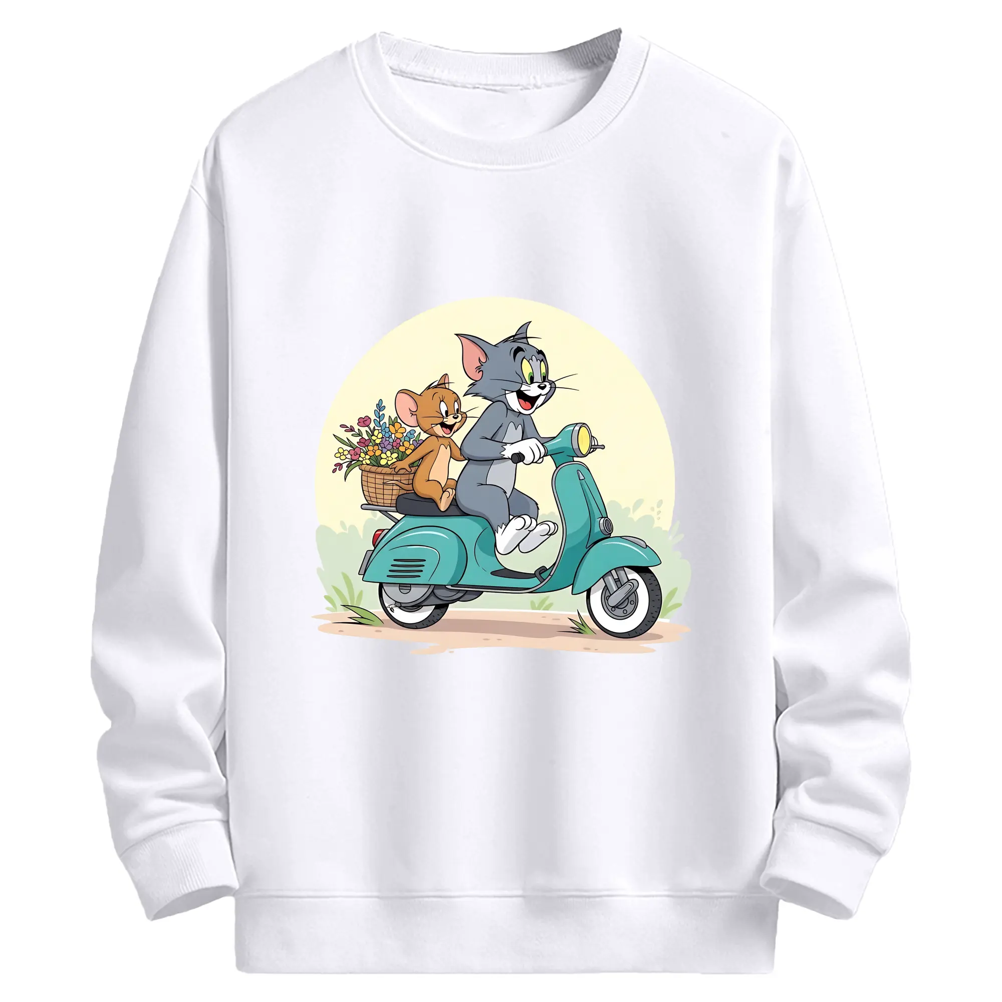 トムとジェリー グッズ トム - 高品質 クルーネック スウェット ・ コットン59％ ポリエステル41％ ・ ユニセックス 長袖 トレーナー ・ カジュアル デイリー スポーツ 散歩用