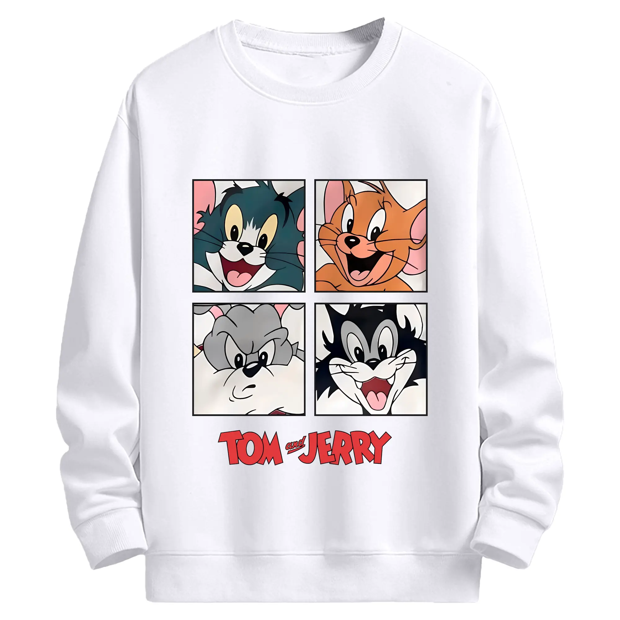 トムとジェリー グッズ トム - 高品質 クルーネック スウェット ・ コットン59％ ポリエステル41％ ・ ユニセックス 長袖 トレーナー ・ カジュアル デイリー スポーツ 散歩用