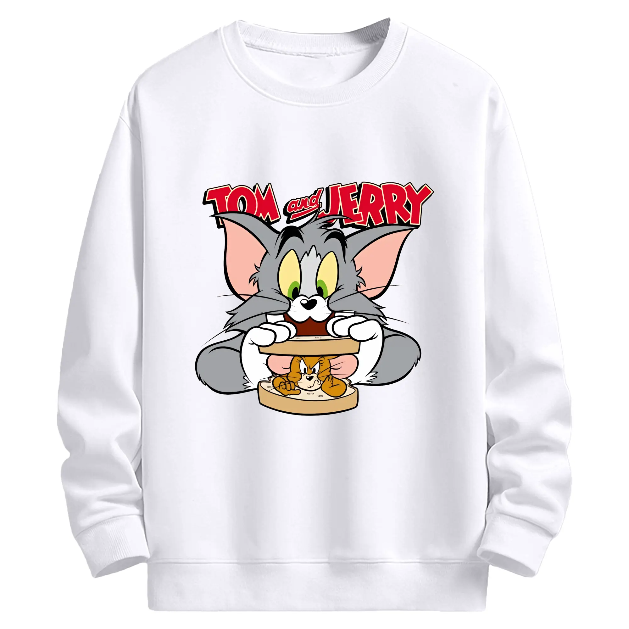 トムとジェリー グッズ トム - 高品質 クルーネック スウェット ・ コットン59％ ポリエステル41％ ・ ユニセックス 長袖 トレーナー ・ カジュアル デイリー スポーツ 散歩用