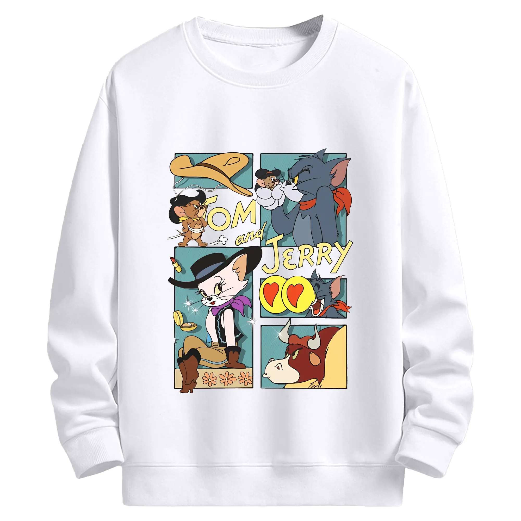 トムとジェリー グッズ トム - 高品質 クルーネック スウェット ・ コットン59％ ポリエステル41％ ・ ユニセックス 長袖 トレーナー ・ カジュアル デイリー スポーツ 散歩用