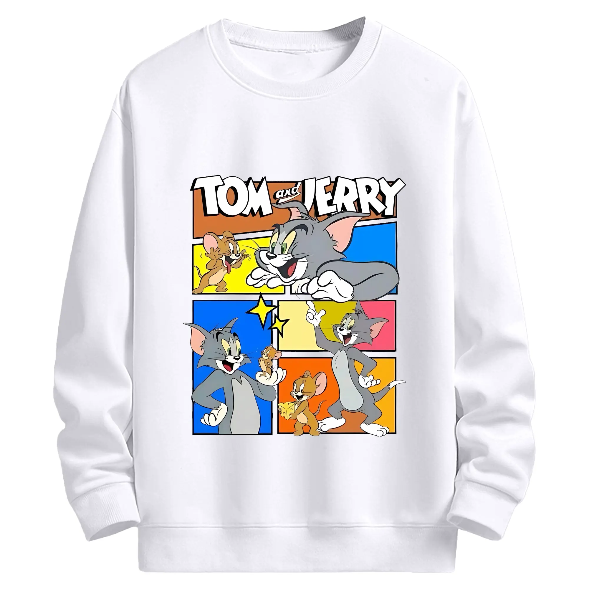 トムとジェリー グッズ トム - 高品質 クルーネック スウェット ・ コットン59％ ポリエステル41％ ・ ユニセックス 長袖 トレーナー ・ カジュアル デイリー スポーツ 散歩用