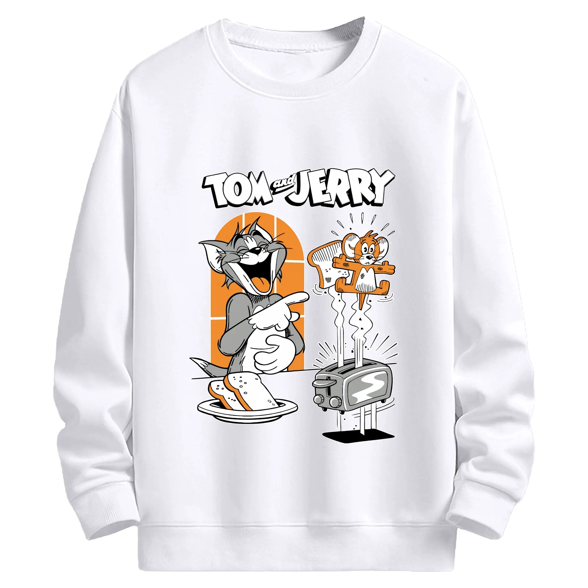 トムとジェリー グッズ トム - 高品質 クルーネック スウェット ・ コットン59％ ポリエステル41％ ・ ユニセックス 長袖 トレーナー ・ カジュアル デイリー スポーツ 散歩用