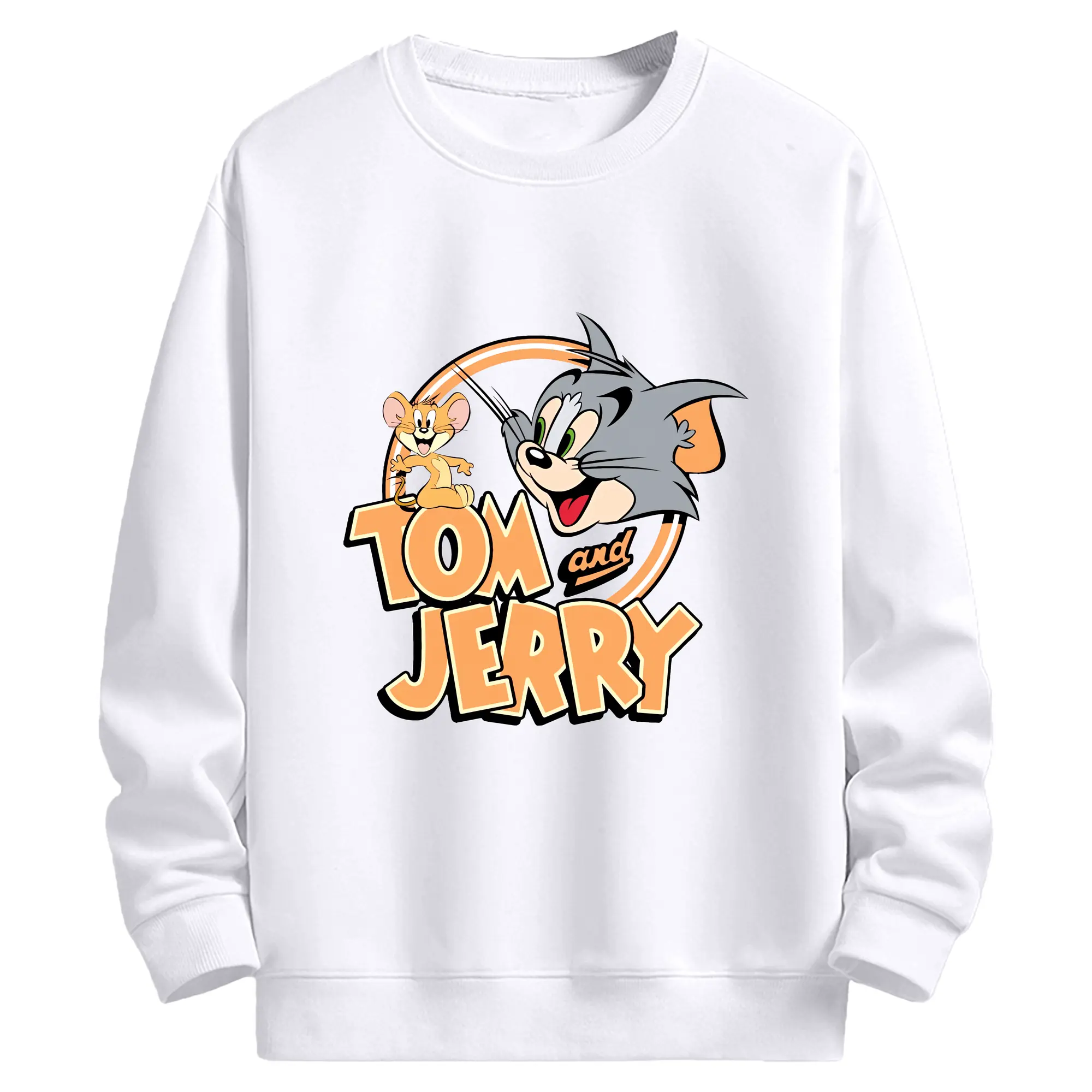 トムとジェリー グッズ トム - 高品質 クルーネック スウェット ・ コットン59％ ポリエステル41％ ・ ユニセックス 長袖 トレーナー ・ カジュアル デイリー スポーツ 散歩用