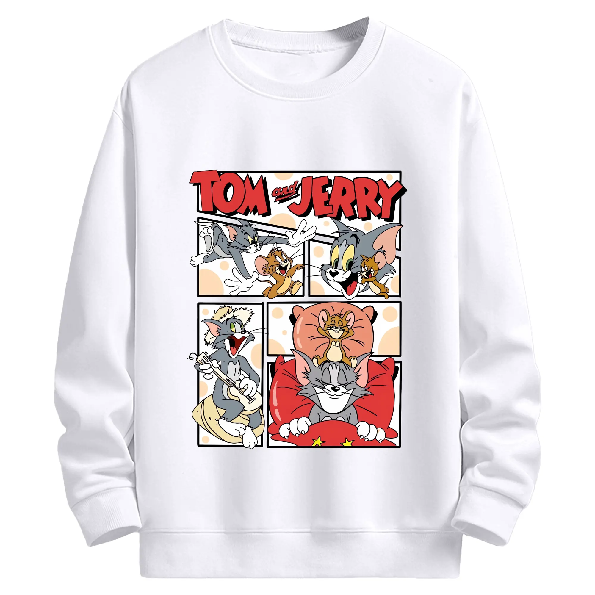 トムとジェリー グッズ トム - 高品質 クルーネック スウェット ・ コットン59％ ポリエステル41％ ・ ユニセックス 長袖 トレーナー ・ カジュアル デイリー スポーツ 散歩用