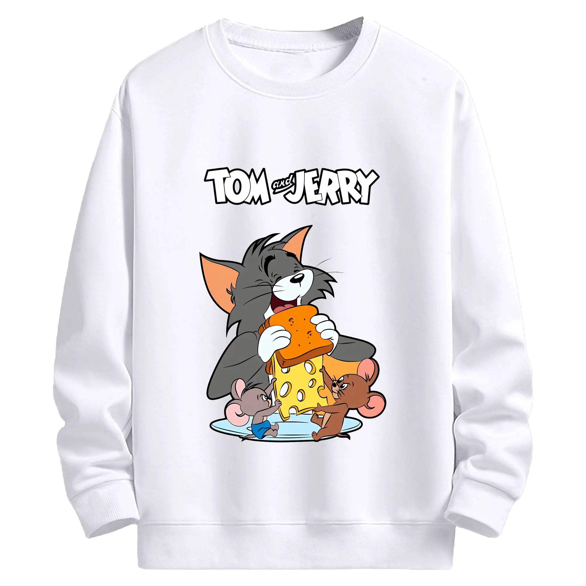 トムとジェリー グッズ トム - 高品質 クルーネック スウェット ・ コットン59％ ポリエステル41％ ・ ユニセックス 長袖 トレーナー ・ カジュアル デイリー スポーツ 散歩用