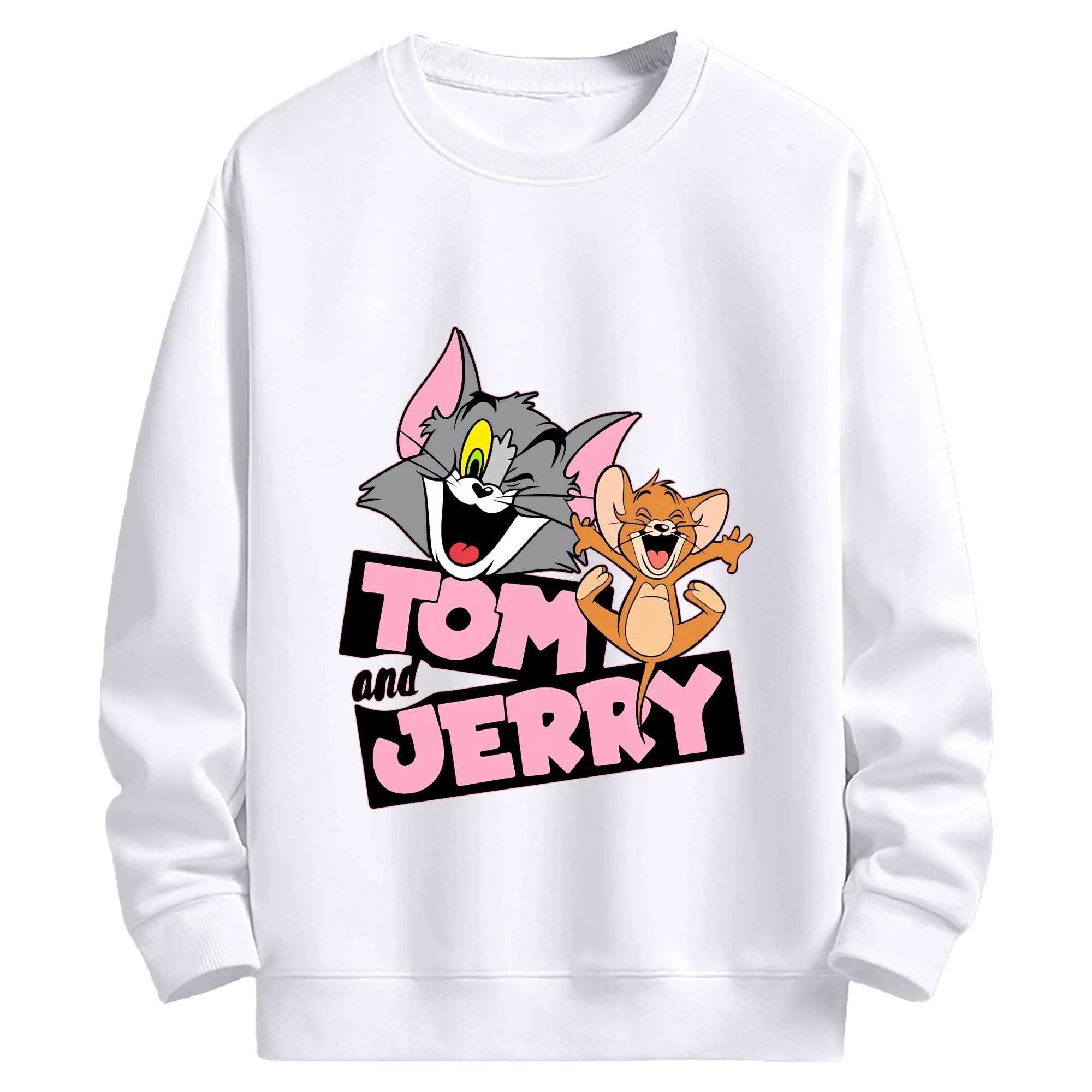 トムとジェリー グッズ トム - 高品質 クルーネック スウェット ・ コットン59％ ポリエステル41％ ・ ユニセックス 長袖 トレーナー ・ カジュアル デイリー スポーツ 散歩用