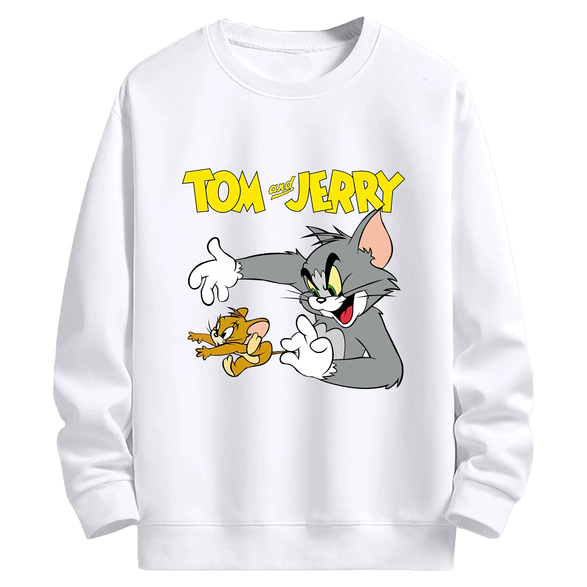 トムとジェリー グッズ トム - 高品質 クルーネック スウェット ・ コットン59％ ポリエステル41％ ・ ユニセックス 長袖 トレーナー ・ カジュアル デイリー スポーツ 散歩用
