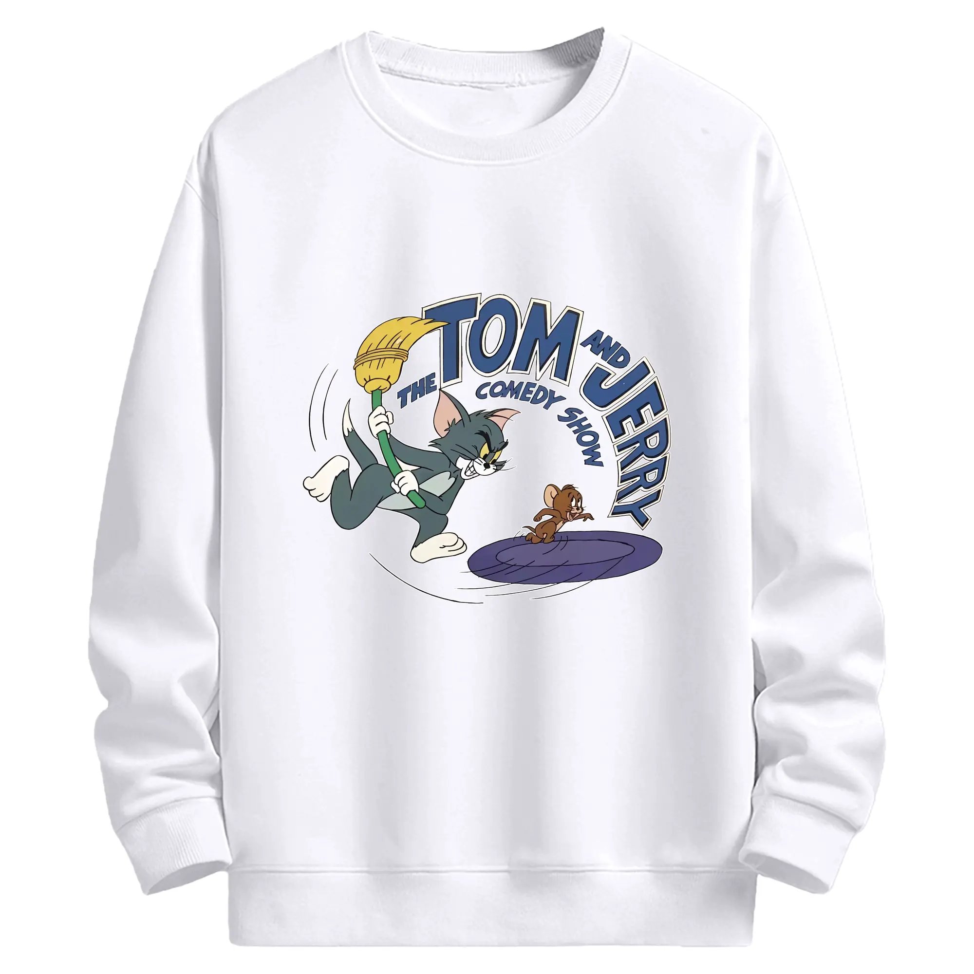 トムとジェリー グッズ トム - 高品質 クルーネック スウェット ・ コットン59％ ポリエステル41％ ・ ユニセックス 長袖 トレーナー ・ カジュアル デイリー スポーツ 散歩用
