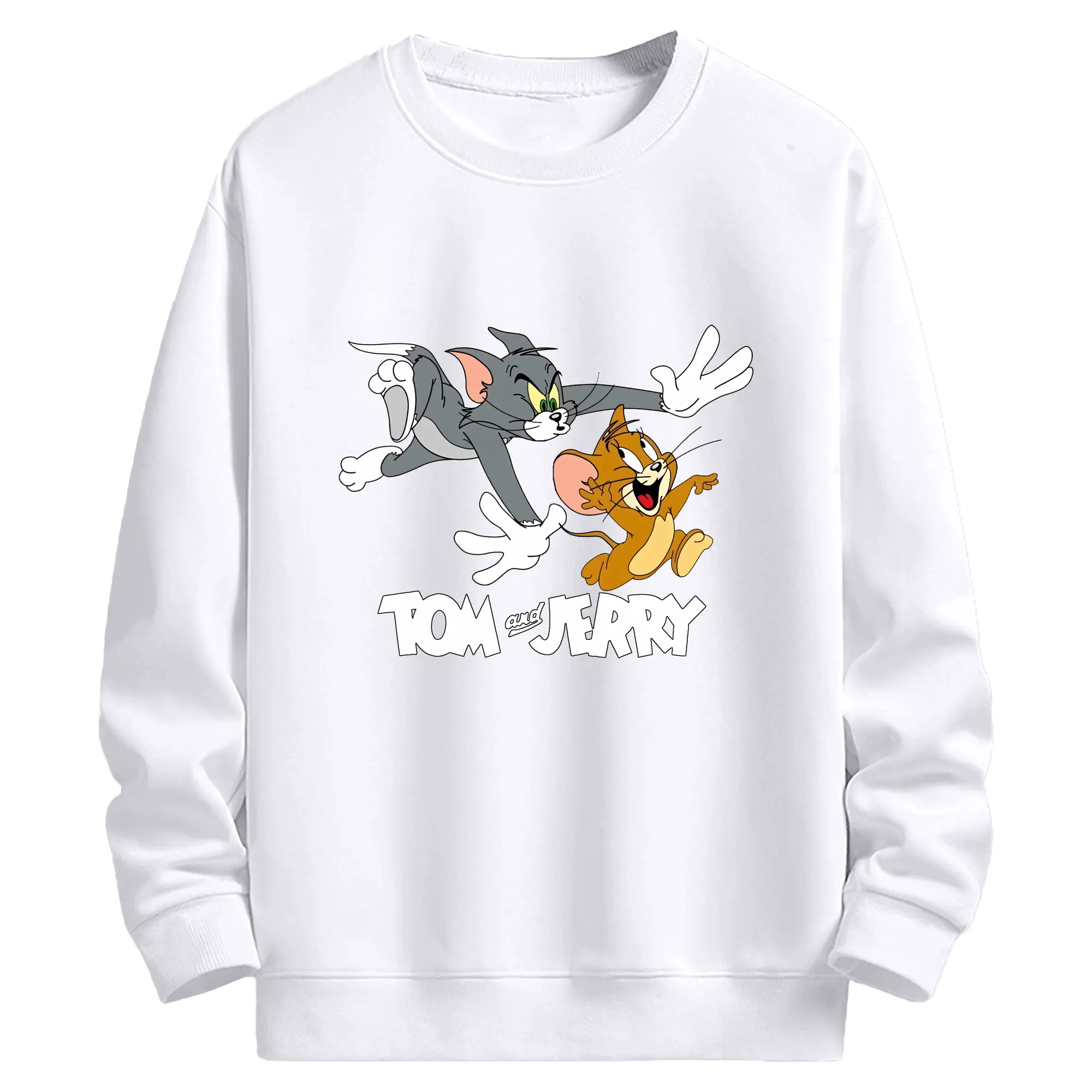 トムとジェリー グッズ トム - 高品質 クルーネック スウェット ・ コットン59％ ポリエステル41％ ・ ユニセックス 長袖 トレーナー ・ カジュアル デイリー スポーツ 散歩用