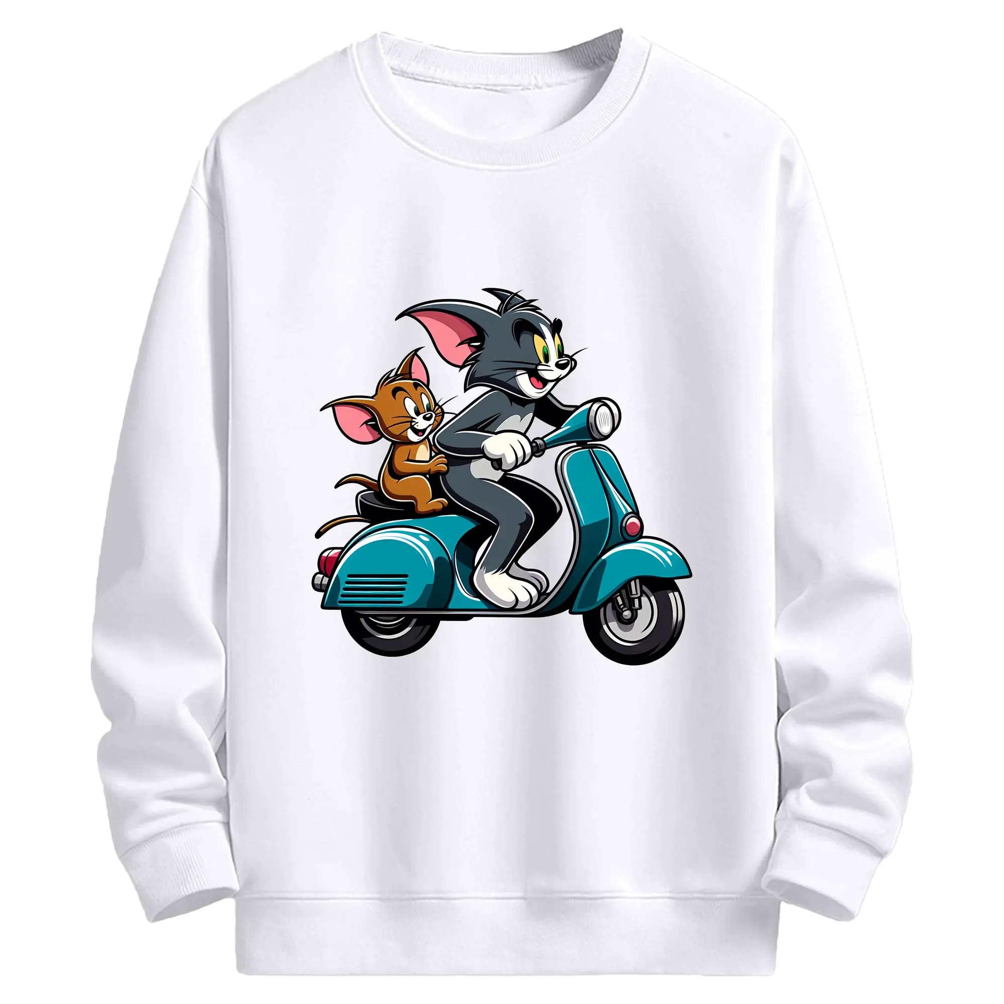 トムとジェリー グッズ トム - 高品質 クルーネック スウェット ・ コットン59％ ポリエステル41％ ・ ユニセックス 長袖 トレーナー ・ カジュアル デイリー スポーツ 散歩用