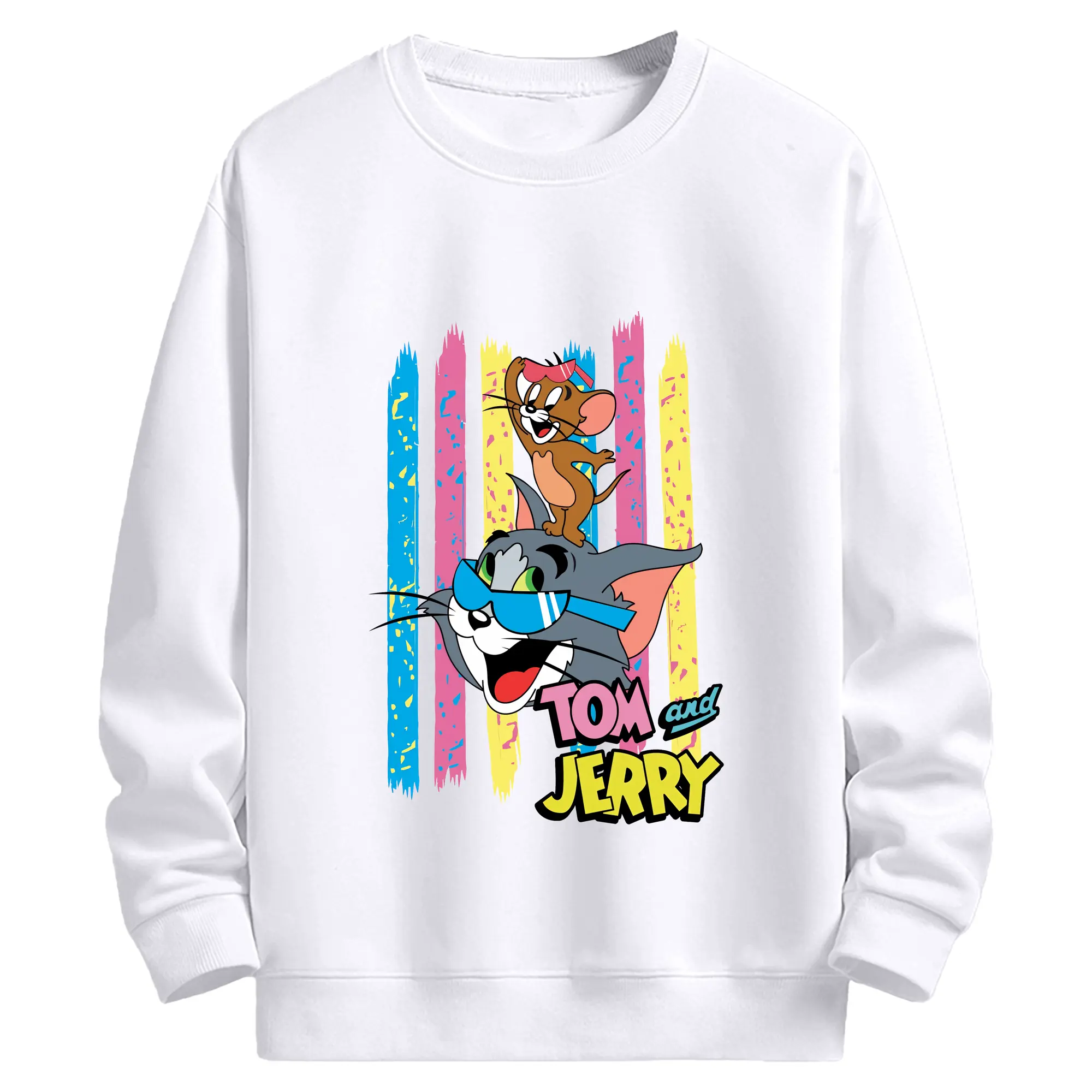 トムとジェリー グッズ トム - 高品質 クルーネック スウェット ・ コットン59％ ポリエステル41％ ・ ユニセックス 長袖 トレーナー ・ カジュアル デイリー スポーツ 散歩用