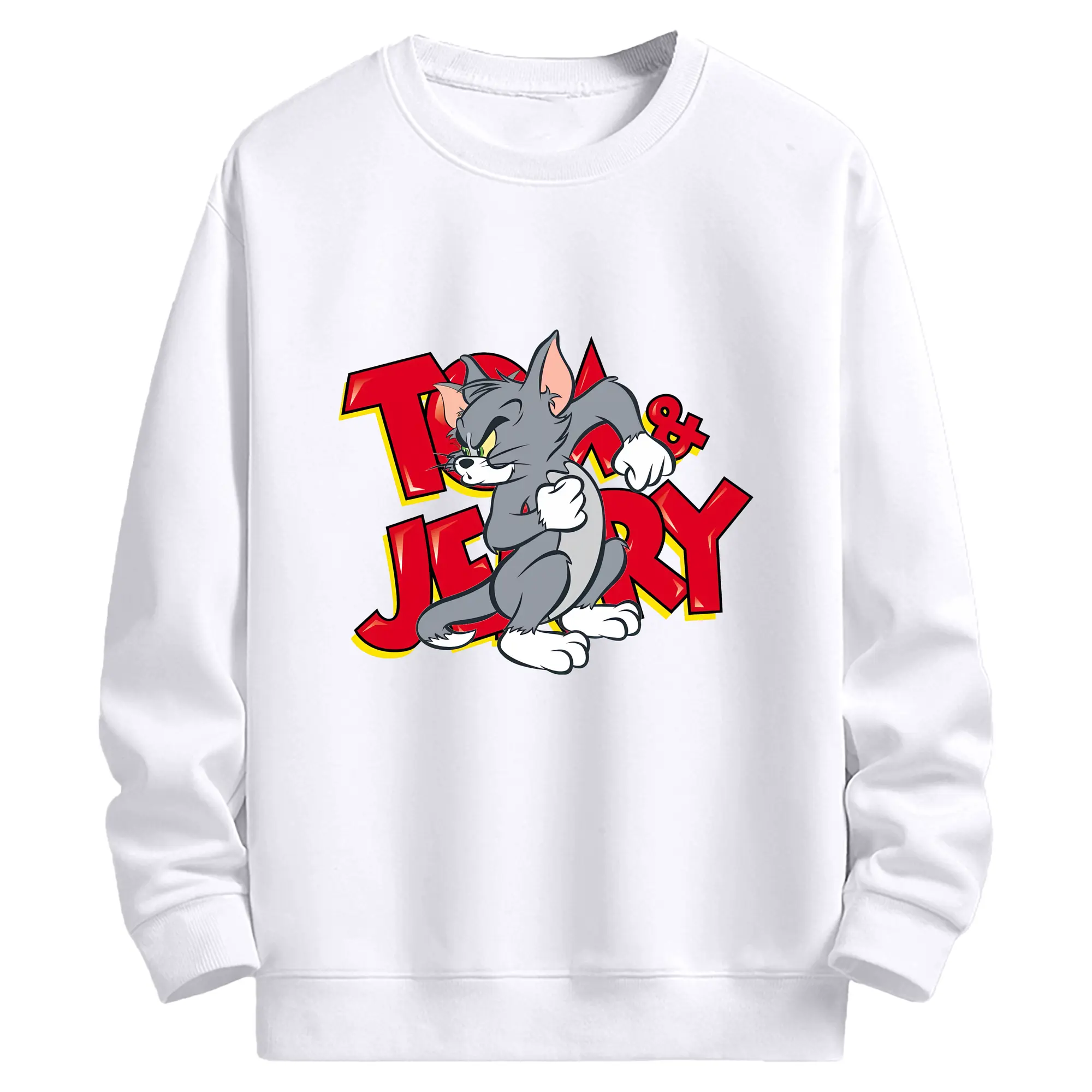 トムとジェリー グッズ トム - 高品質 クルーネック スウェット ・ コットン59％ ポリエステル41％ ・ ユニセックス 長袖 トレーナー ・ カジュアル デイリー スポーツ 散歩用