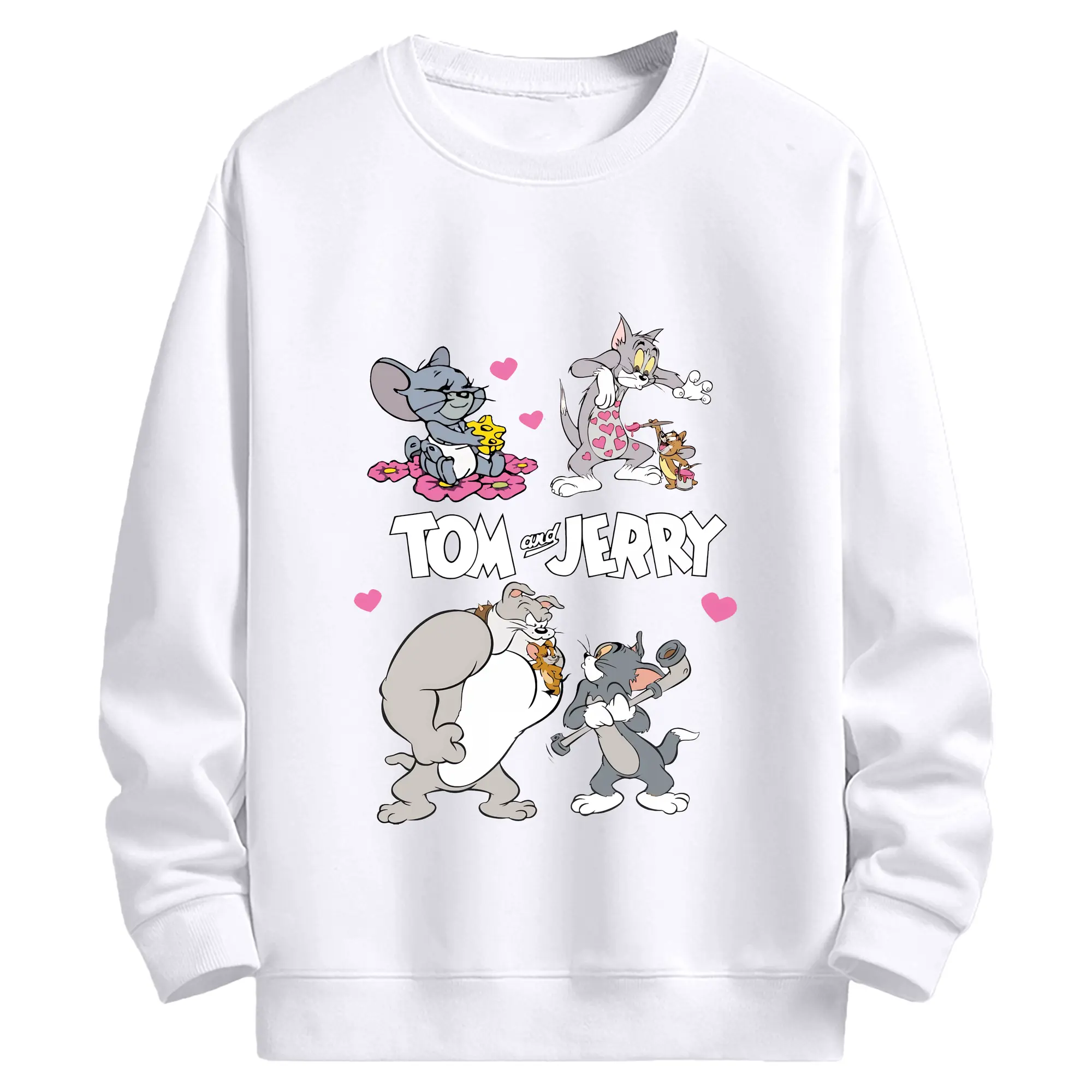 トムとジェリー グッズ トム - 高品質 クルーネック スウェット ・ コットン59％ ポリエステル41％ ・ ユニセックス 長袖 トレーナー ・ カジュアル デイリー スポーツ 散歩用