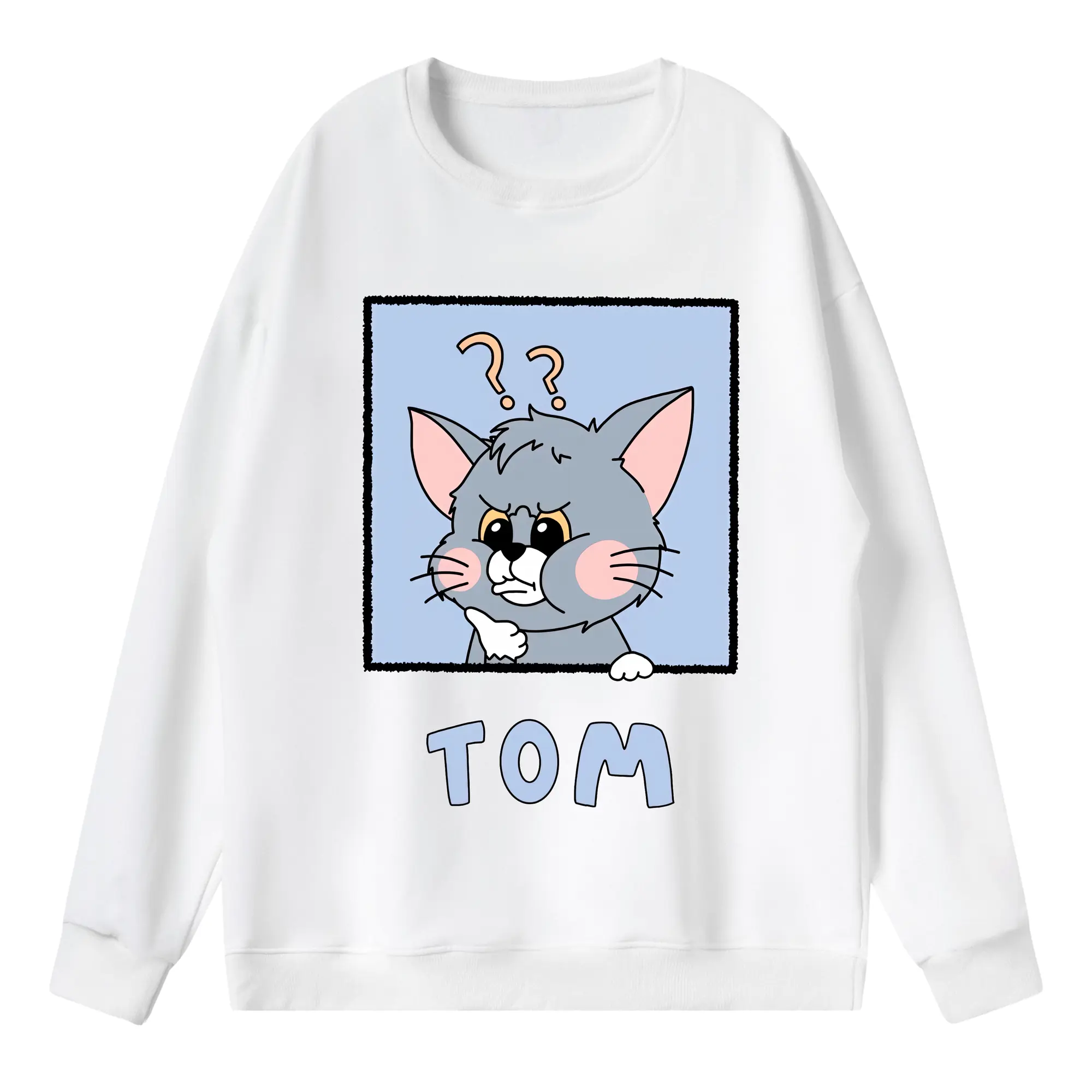 トムとジェリー グッズ トム - 薄手 クルーネック スウェット 裏毛260g · ポリエステル 春秋向け カジュアル 男女兼用 · トレーナー デイリー スポーツ 散歩に最適