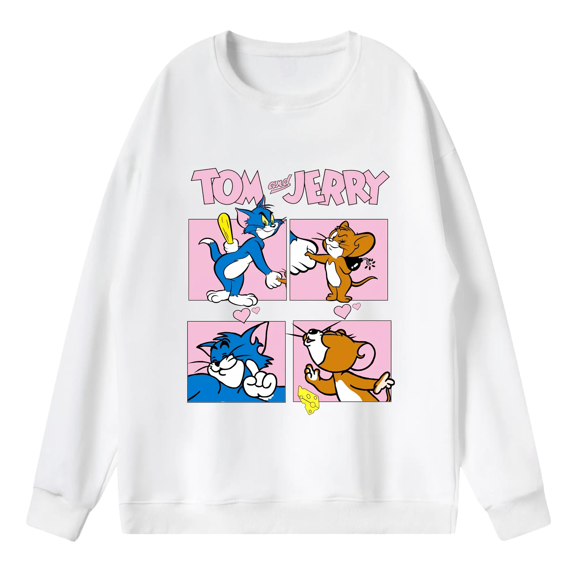 トムとジェリー グッズ トム - 薄手 クルーネック スウェット 裏毛260g · ポリエステル 春秋向け カジュアル 男女兼用 · トレーナー デイリー スポーツ 散歩に最適