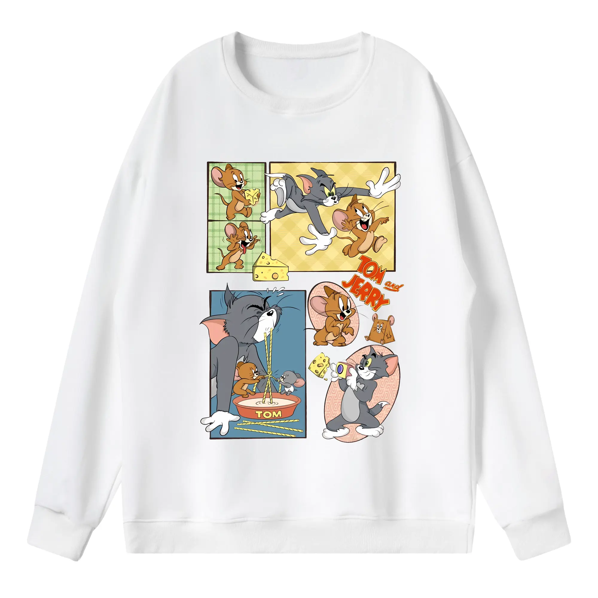 トムとジェリー グッズ トム - 薄手 クルーネック スウェット 裏毛260g · ポリエステル 春秋向け カジュアル 男女兼用 · トレーナー デイリー スポーツ 散歩に最適
